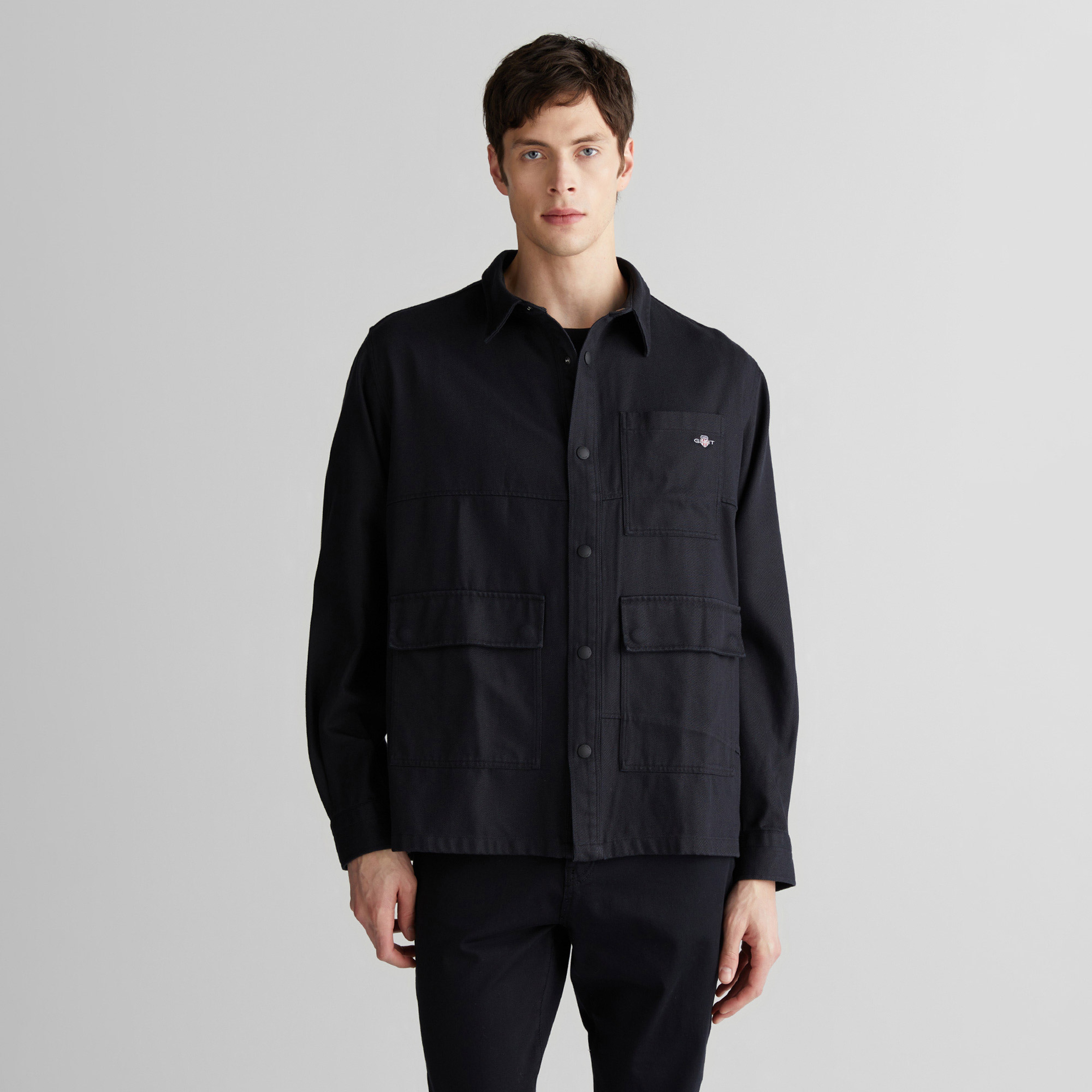 GANT Erkek Siyah Oversize Fit Gömlek