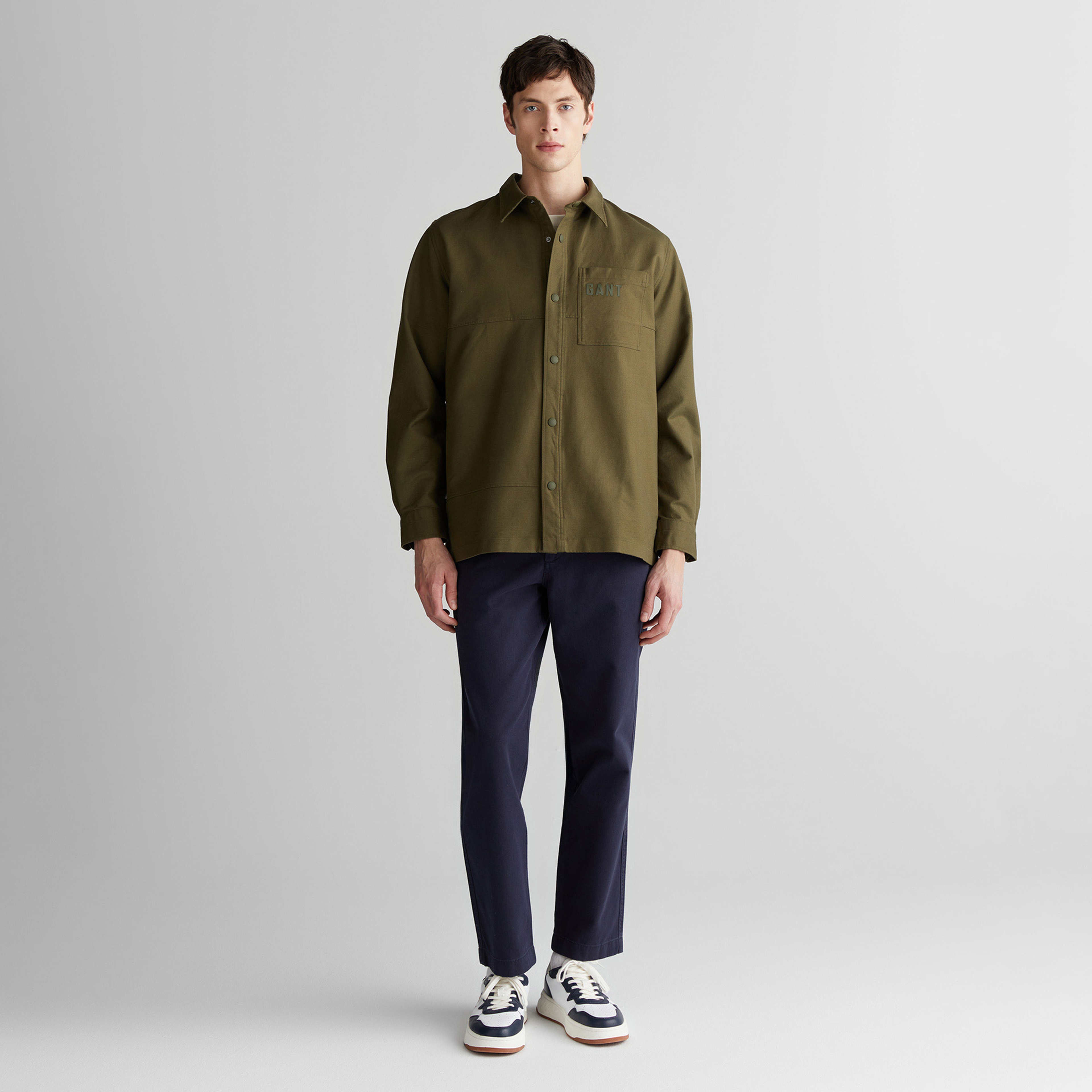 GANT Erkek Yeşil Oversize Fit Logolu Gömlek