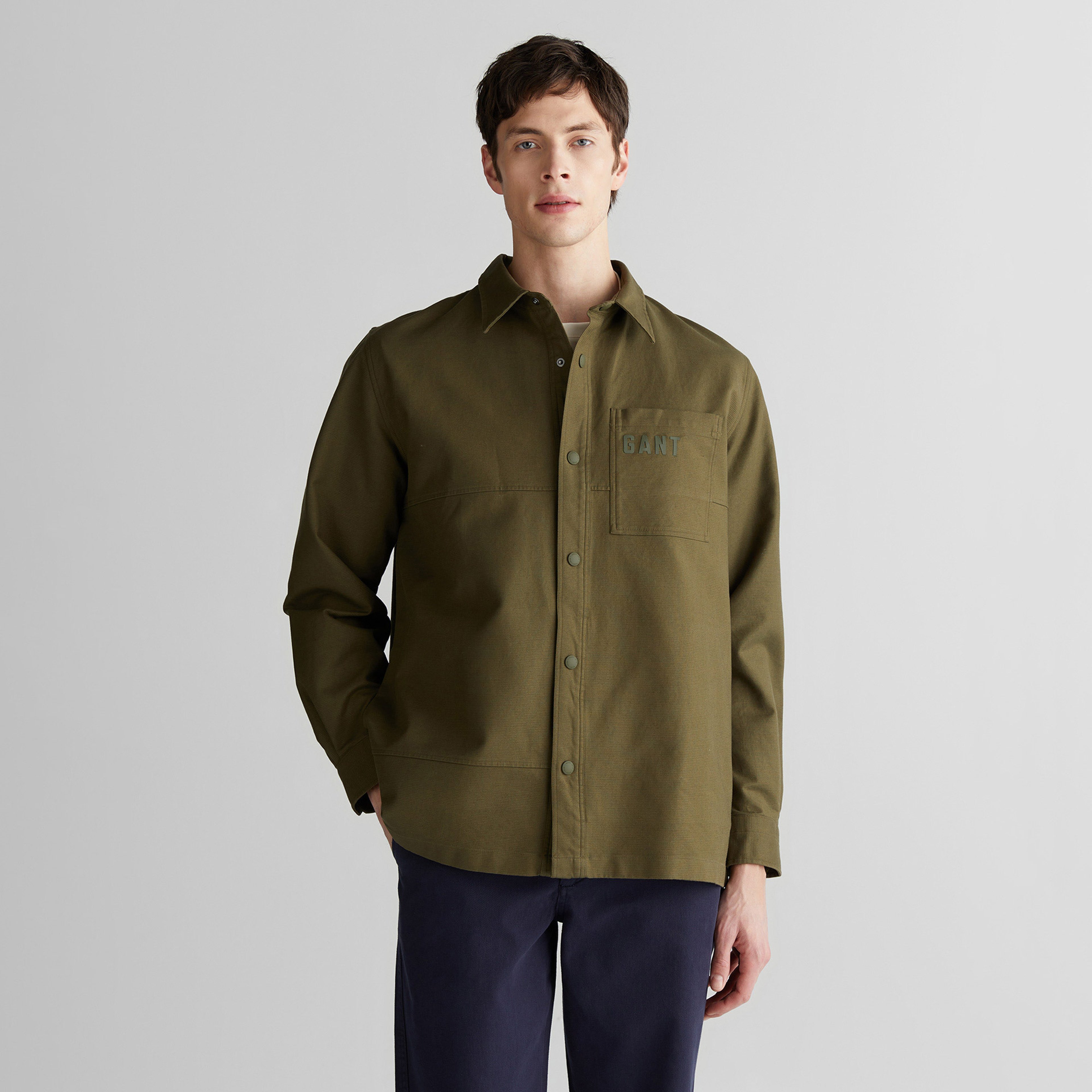 GANT Erkek Yeşil Oversize Fit Logolu Gömlek