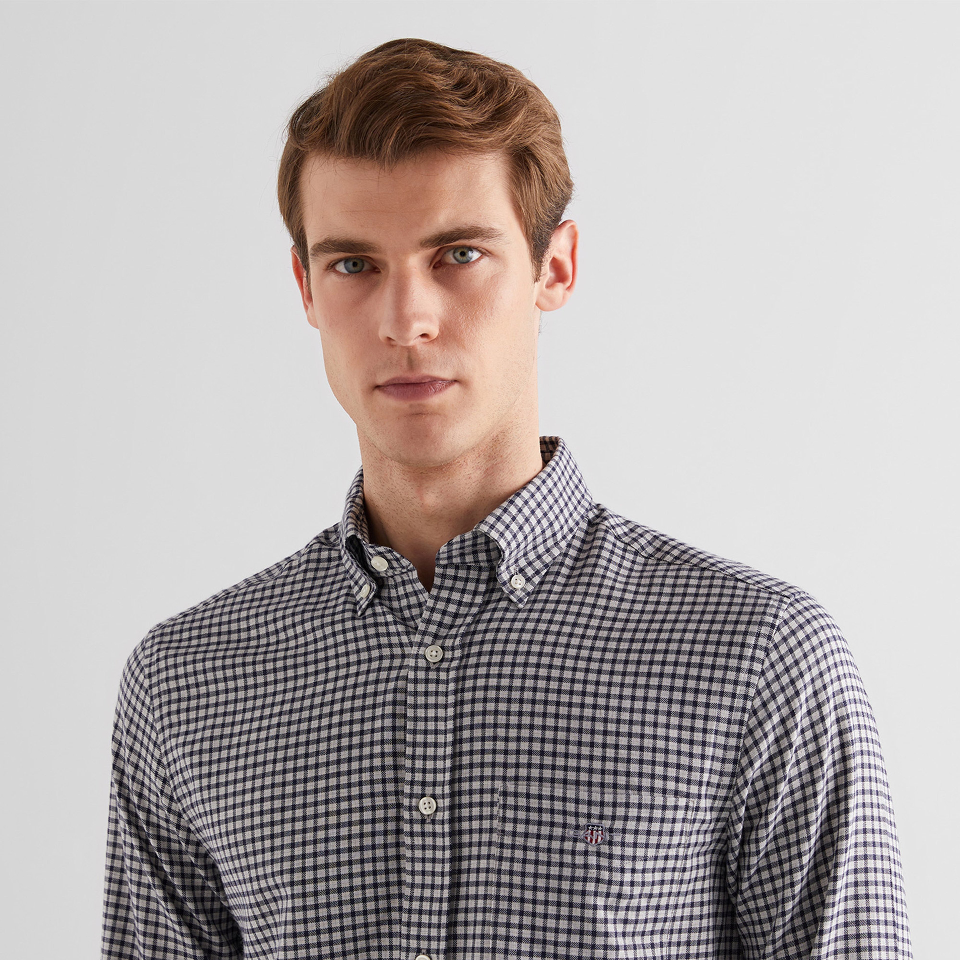 GANT Erkek Gri Regular Fit Düğmeli Yaka Kareli Gömlek