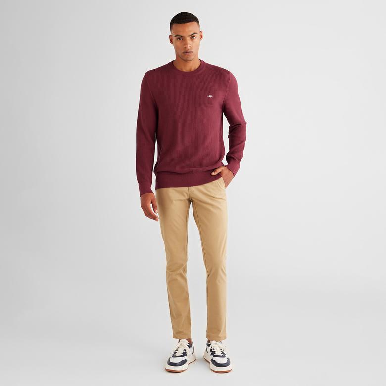GANT Erkek Bordo Regular Fit Bisiklet Yaka Kazak