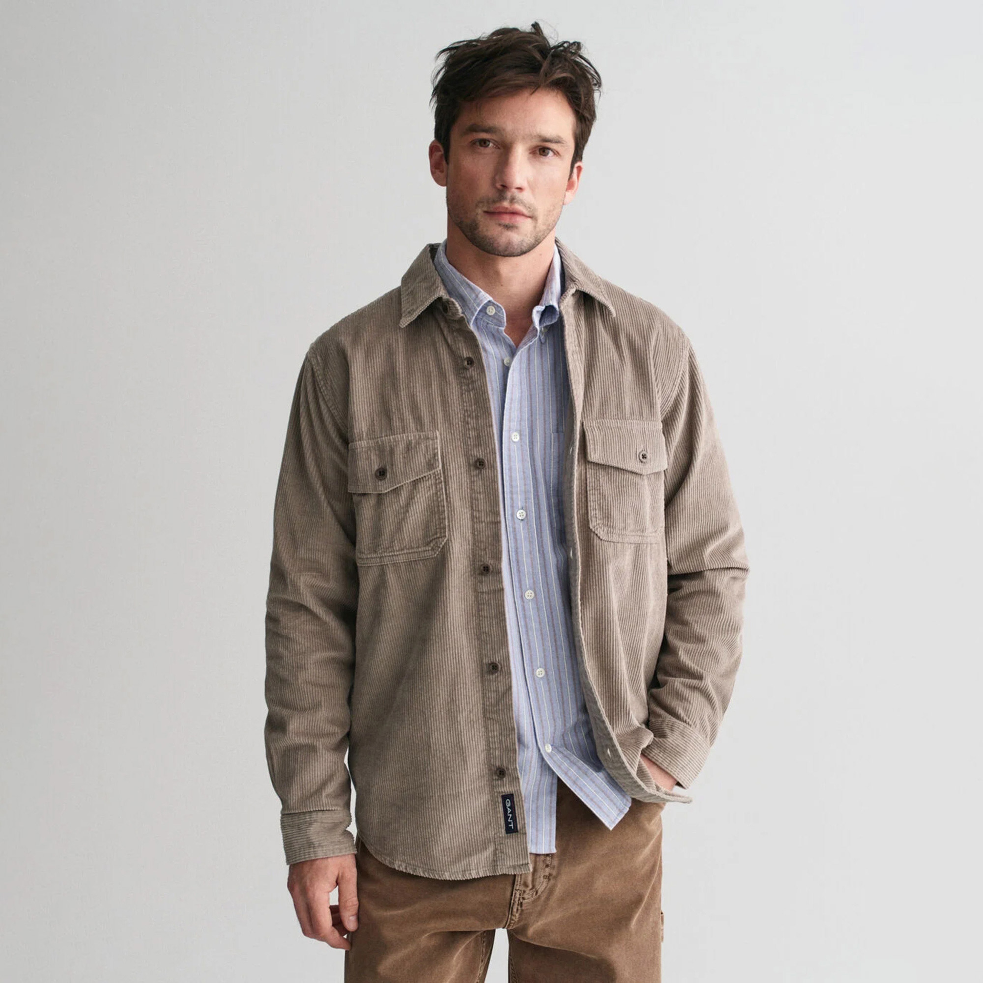 GANT Erkek Bej Regular Fit Kadife Gömlek