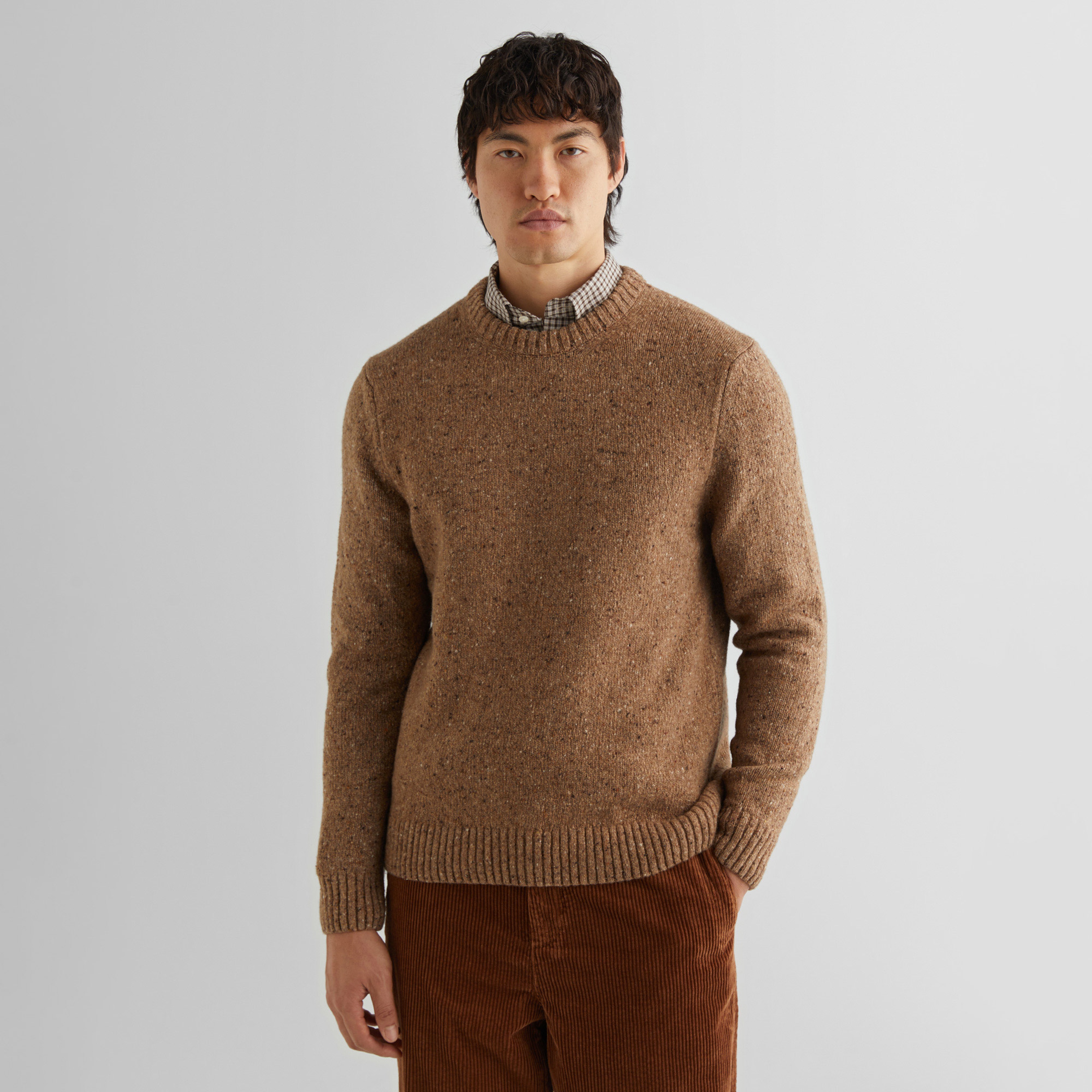 GANT Erkek Kahverengi Regular Fit Bisiklet Yaka Kazak