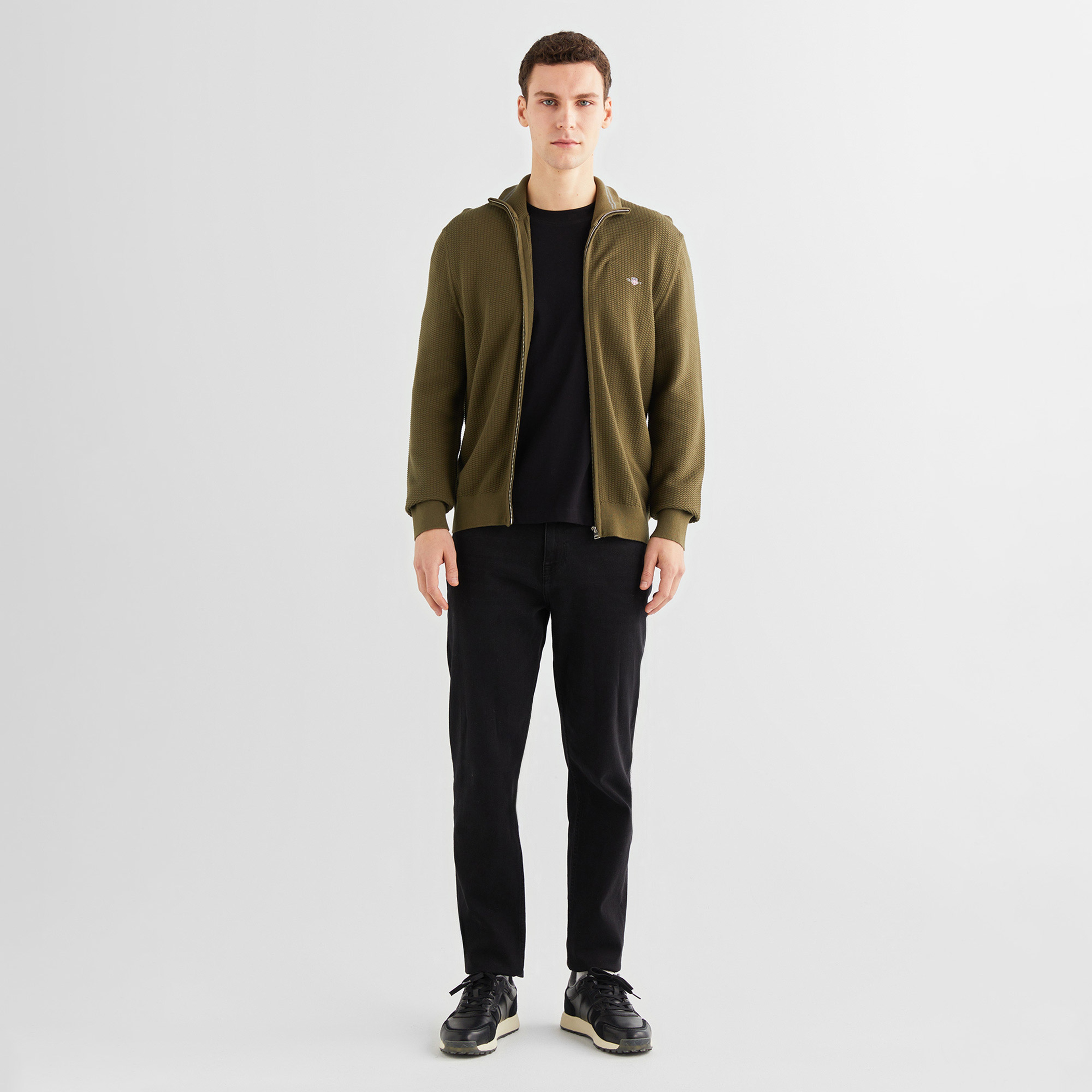 GANT Erkek Yeşil Regular Fit Fermuarlı Hırka