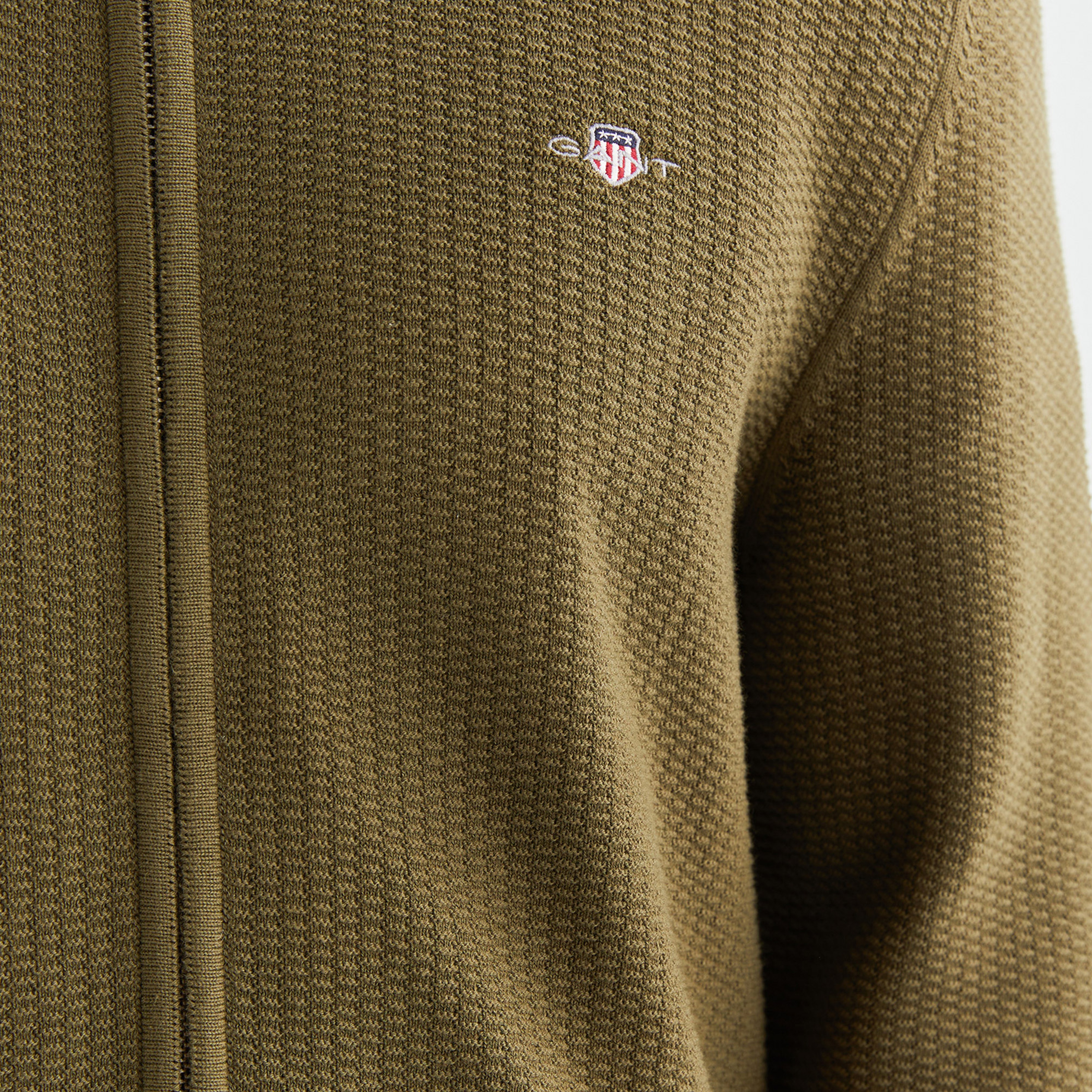 GANT Erkek Yeşil Regular Fit Fermuarlı Hırka