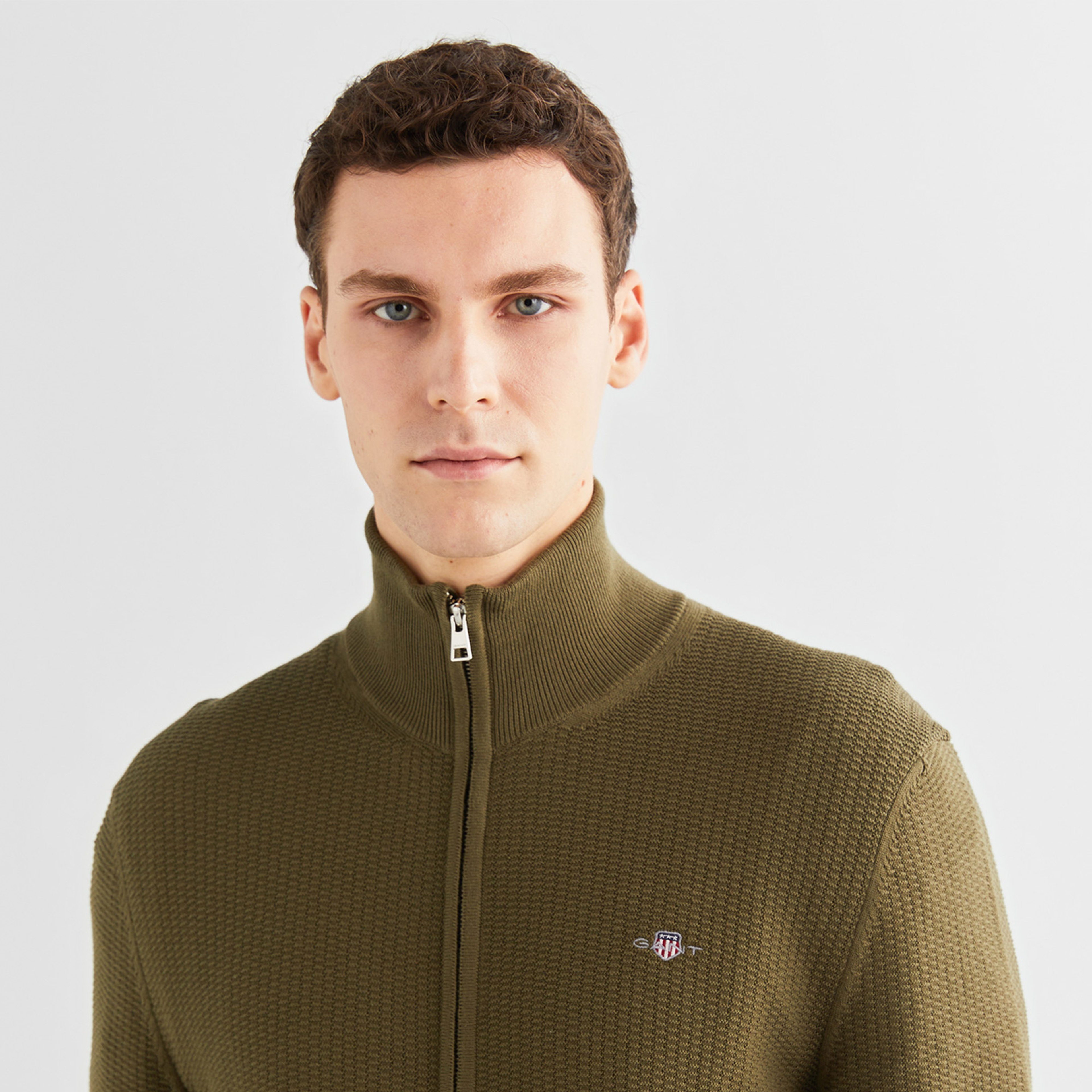 GANT Erkek Yeşil Regular Fit Fermuarlı Hırka