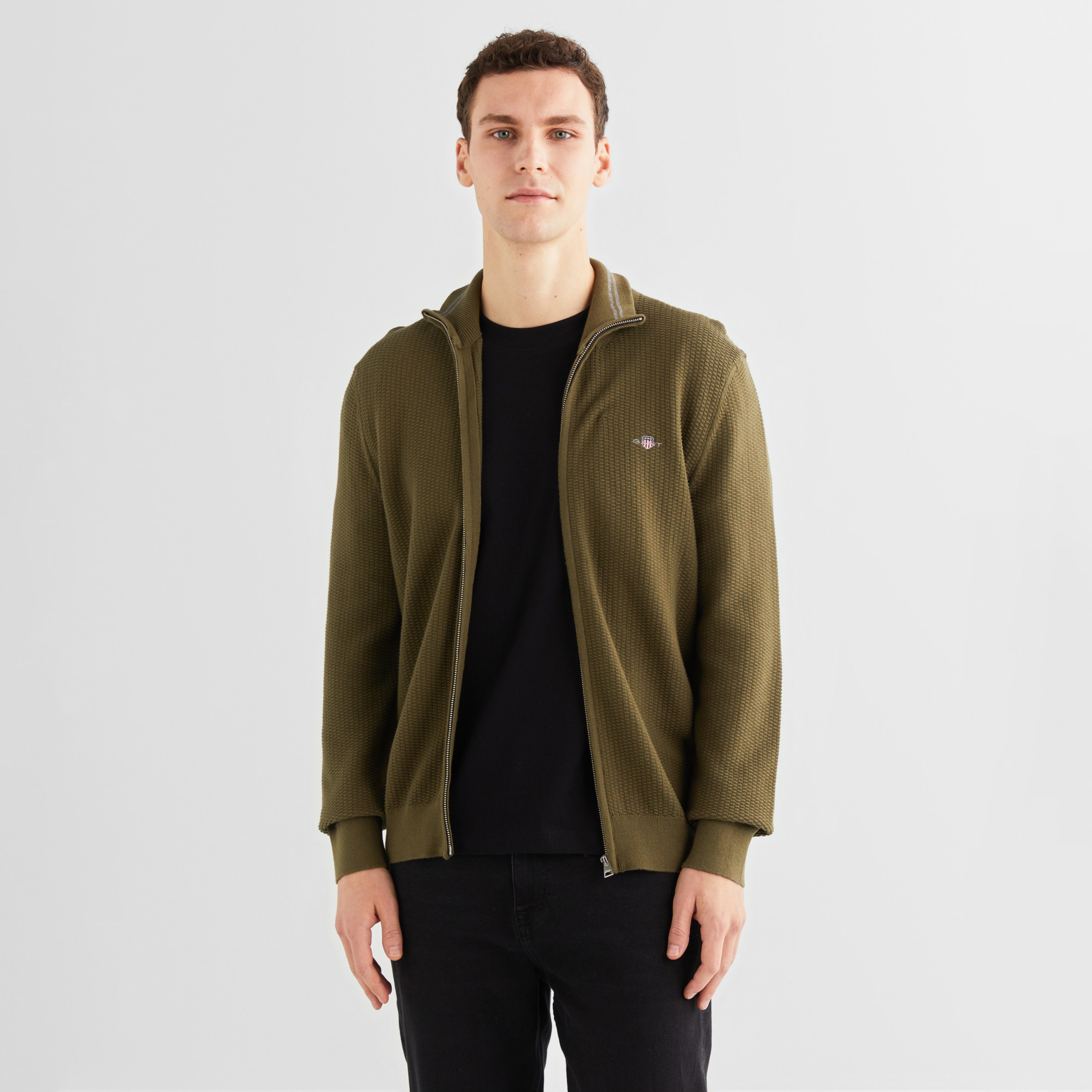 GANT Erkek Yeşil Regular Fit Fermuarlı Hırka