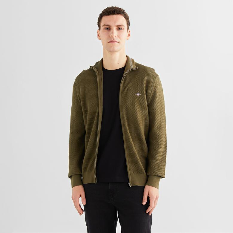 GANT Erkek Yeşil Regular Fit Fermuarlı Hırka