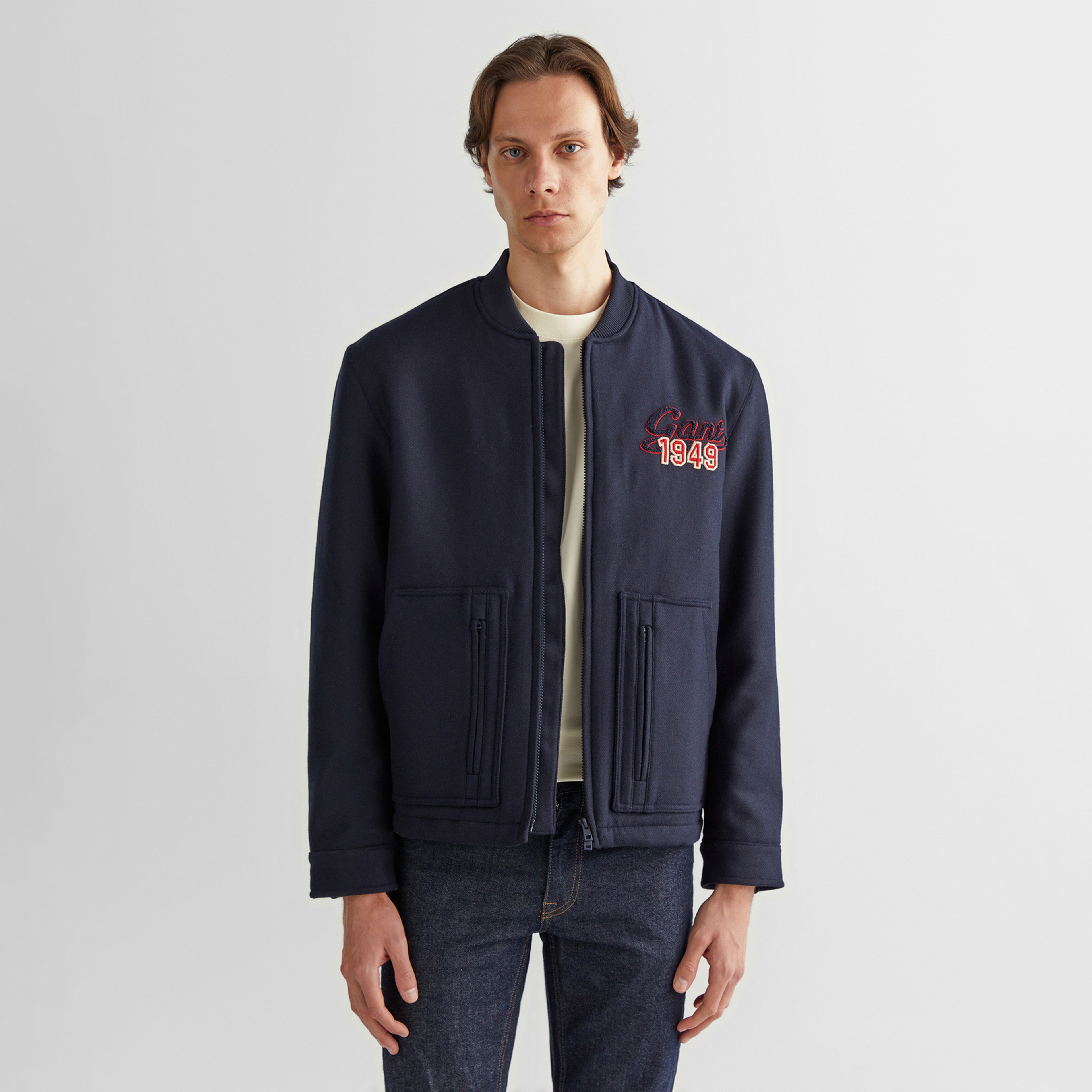 GANT Erkek Lacivert Oversize Fit Hakim Yaka Logolu Ceket