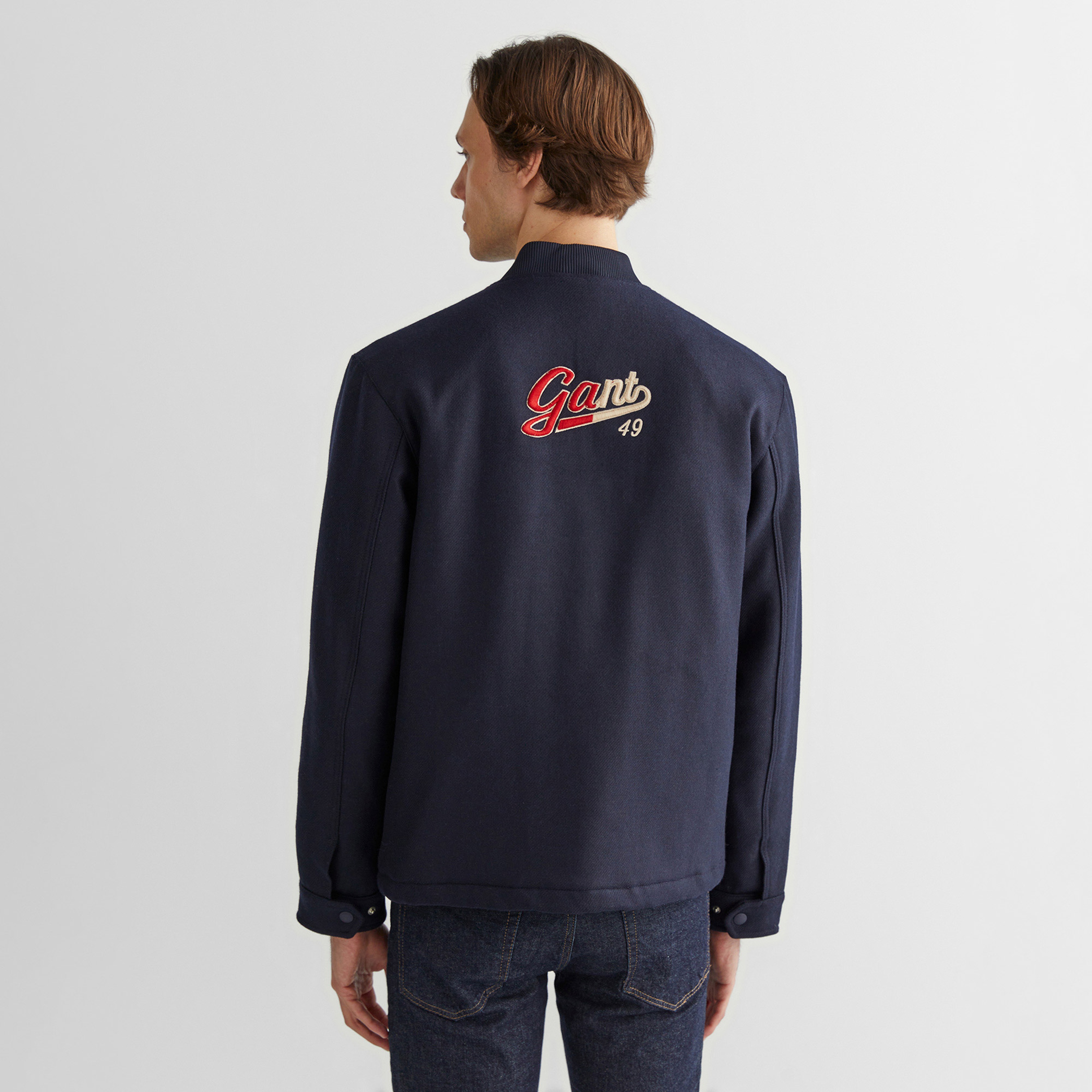 GANT Erkek Lacivert Oversize Fit Hakim Yaka Logolu Ceket