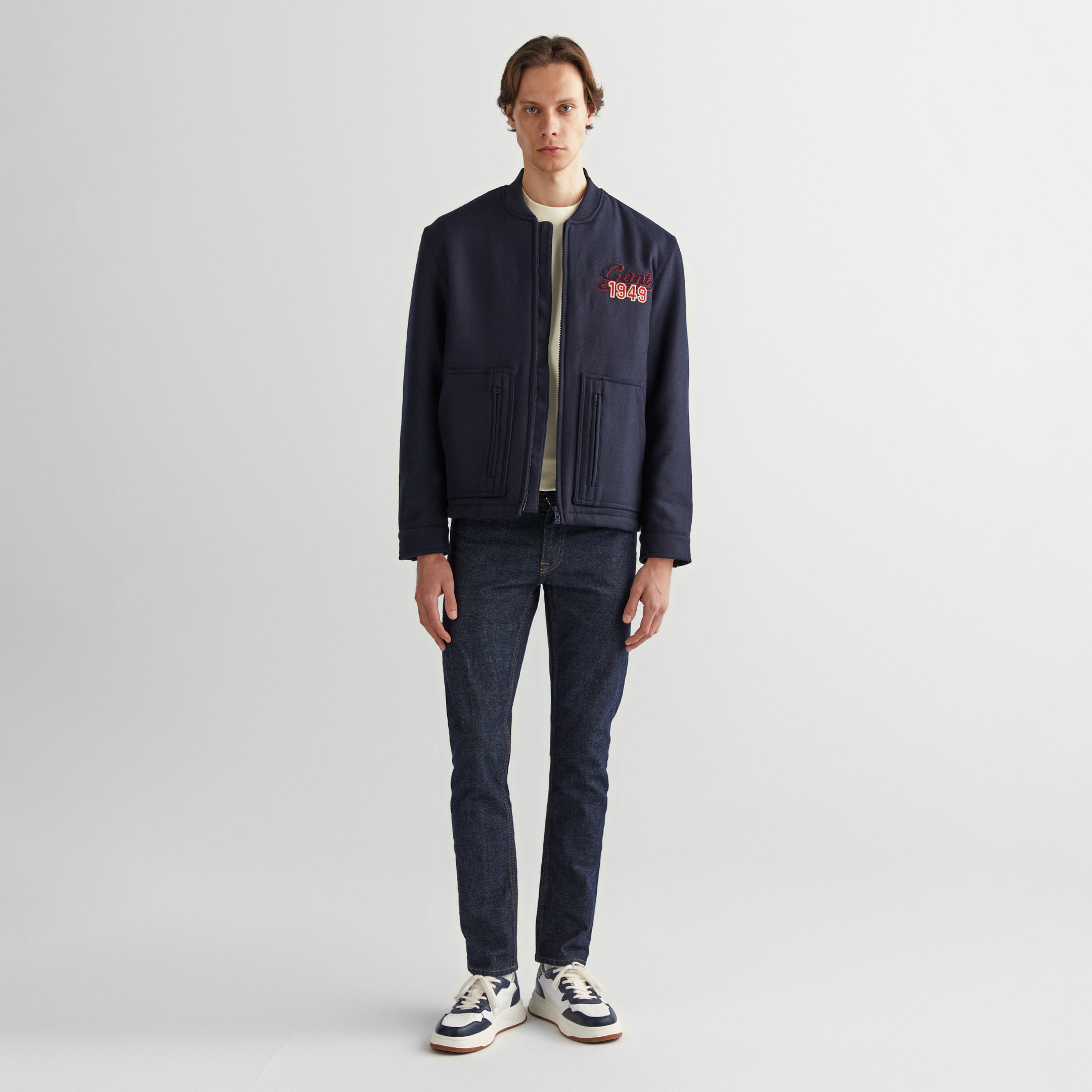 GANT Erkek Lacivert Oversize Fit Hakim Yaka Logolu Ceket