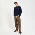 GANT Erkek Lacivert Relaxed Fit Bisiklet Yaka Logolu Kazak