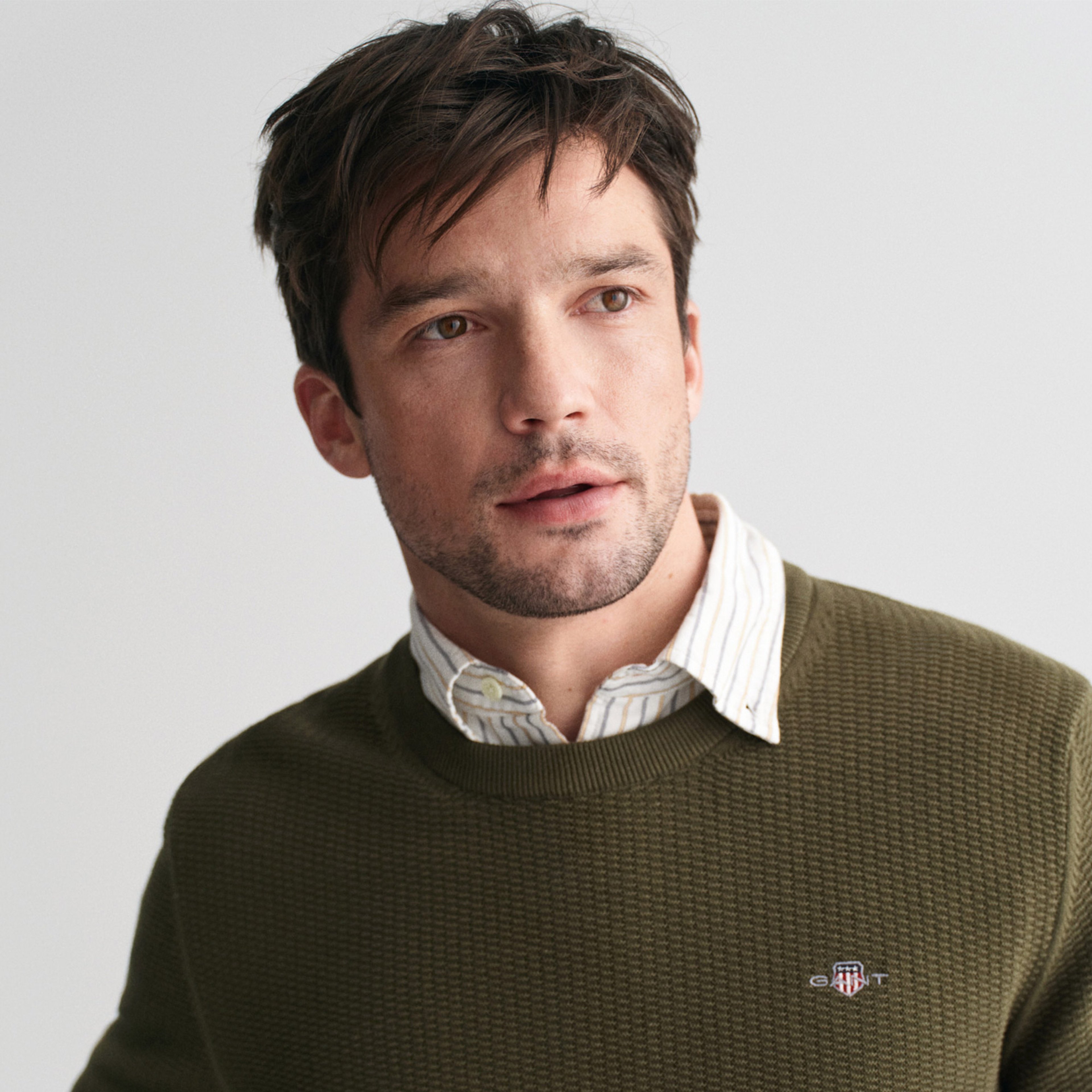 GANT Erkek Yeşil Regular Fit Bisiklet Yaka Kazak