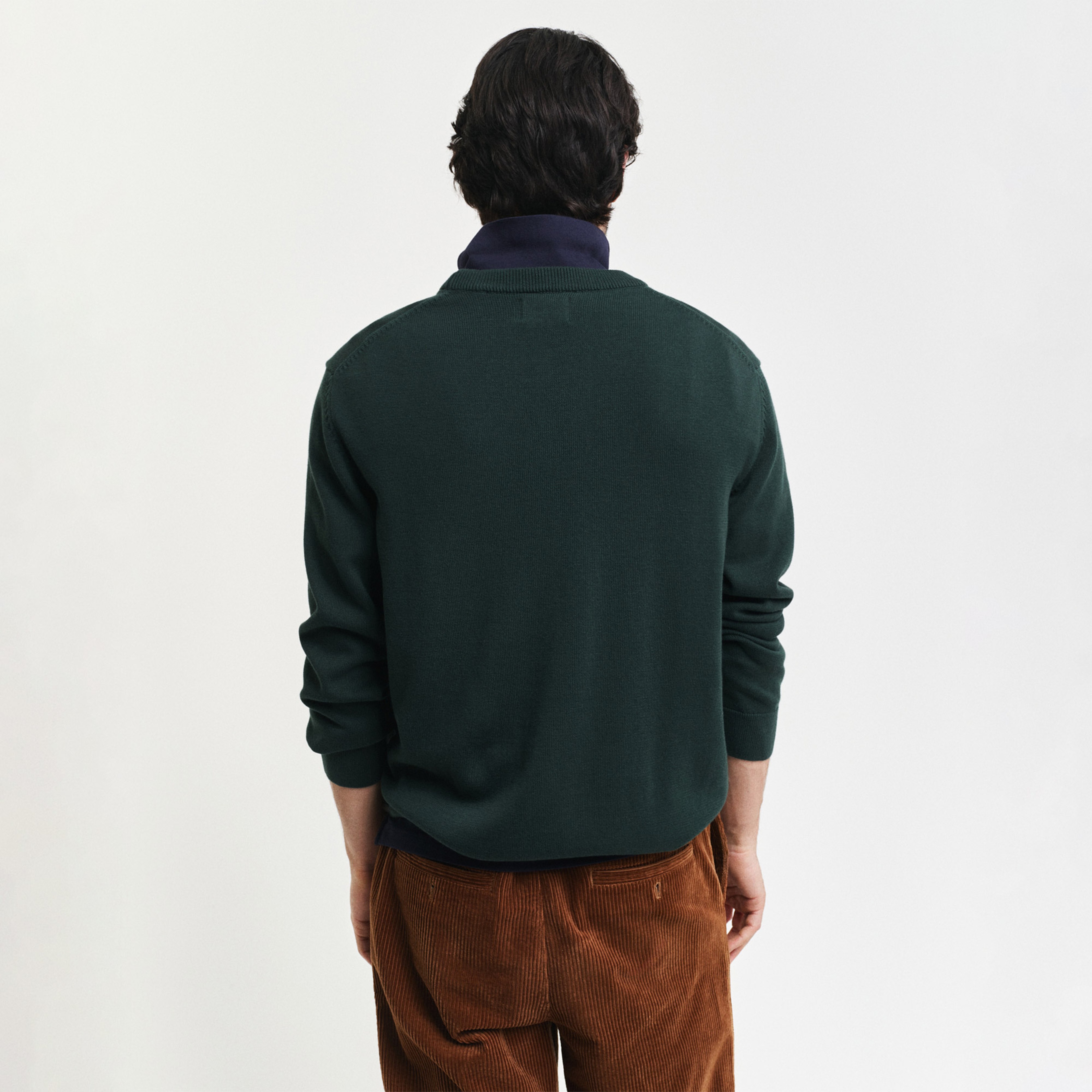 GANT Erkek Yeşil Relaxed Fit Bisiklet Yaka Logolu Kazak