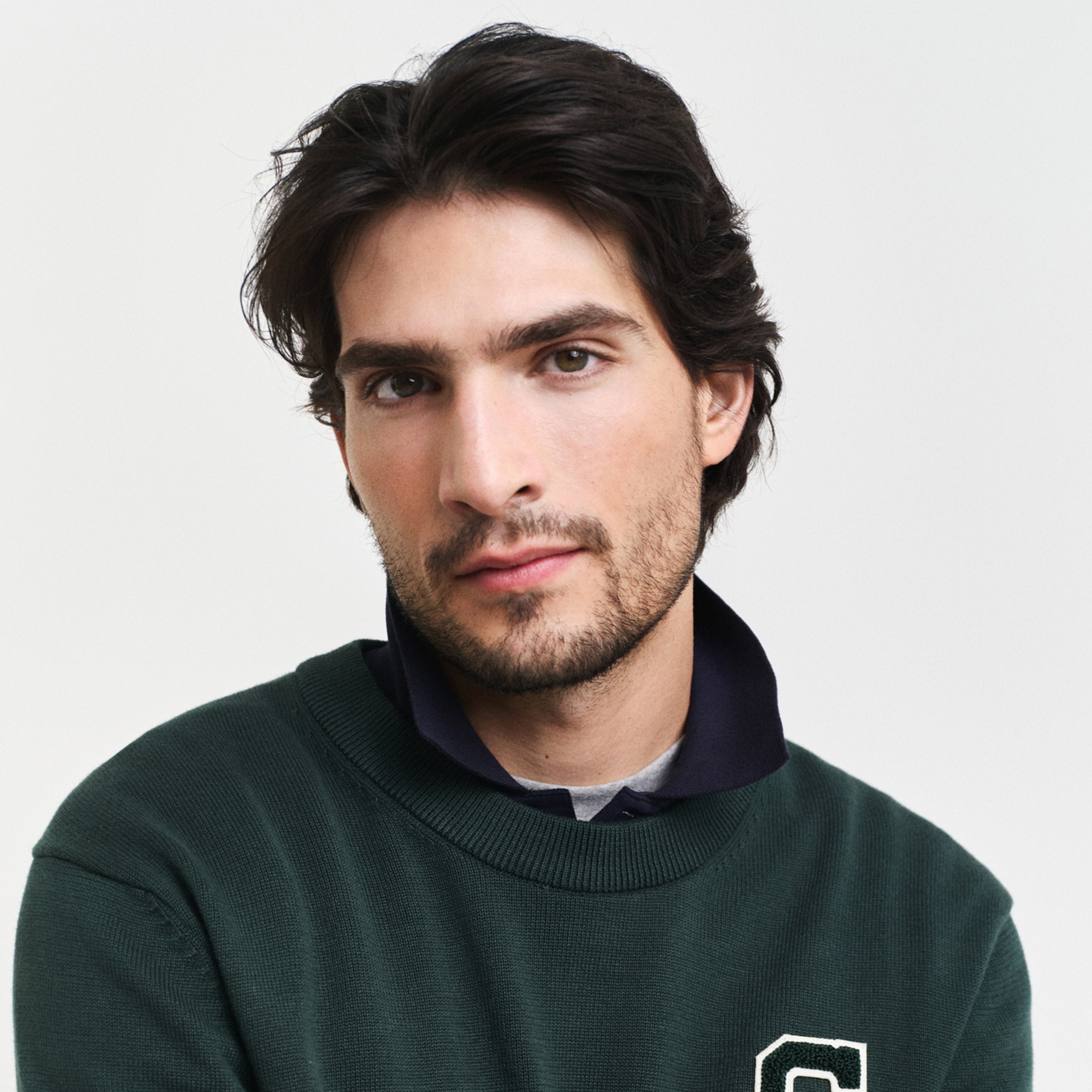 GANT Erkek Yeşil Relaxed Fit Bisiklet Yaka Logolu Kazak