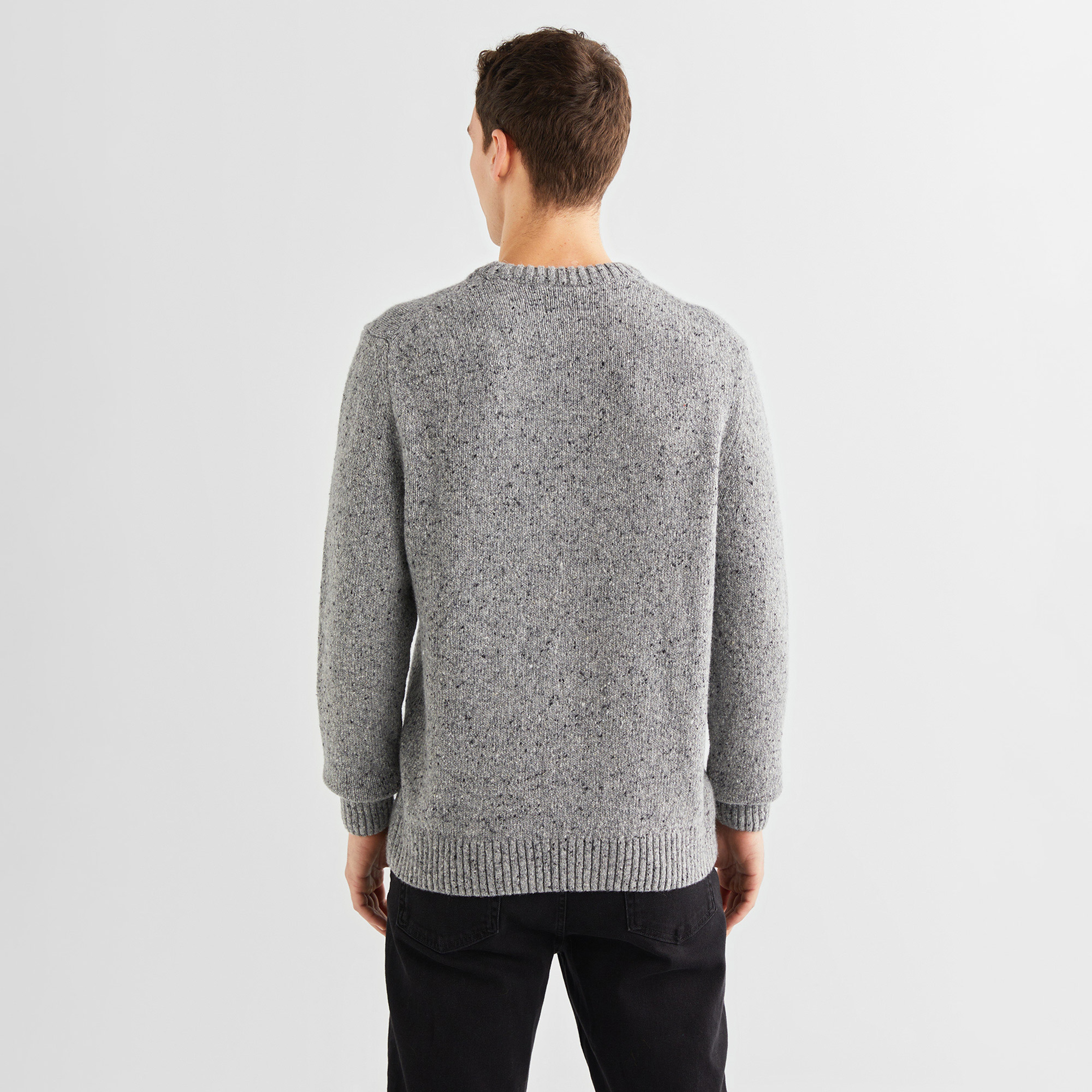 GANT Erkek Gri Regular Fit Bisiklet Yaka Kazak