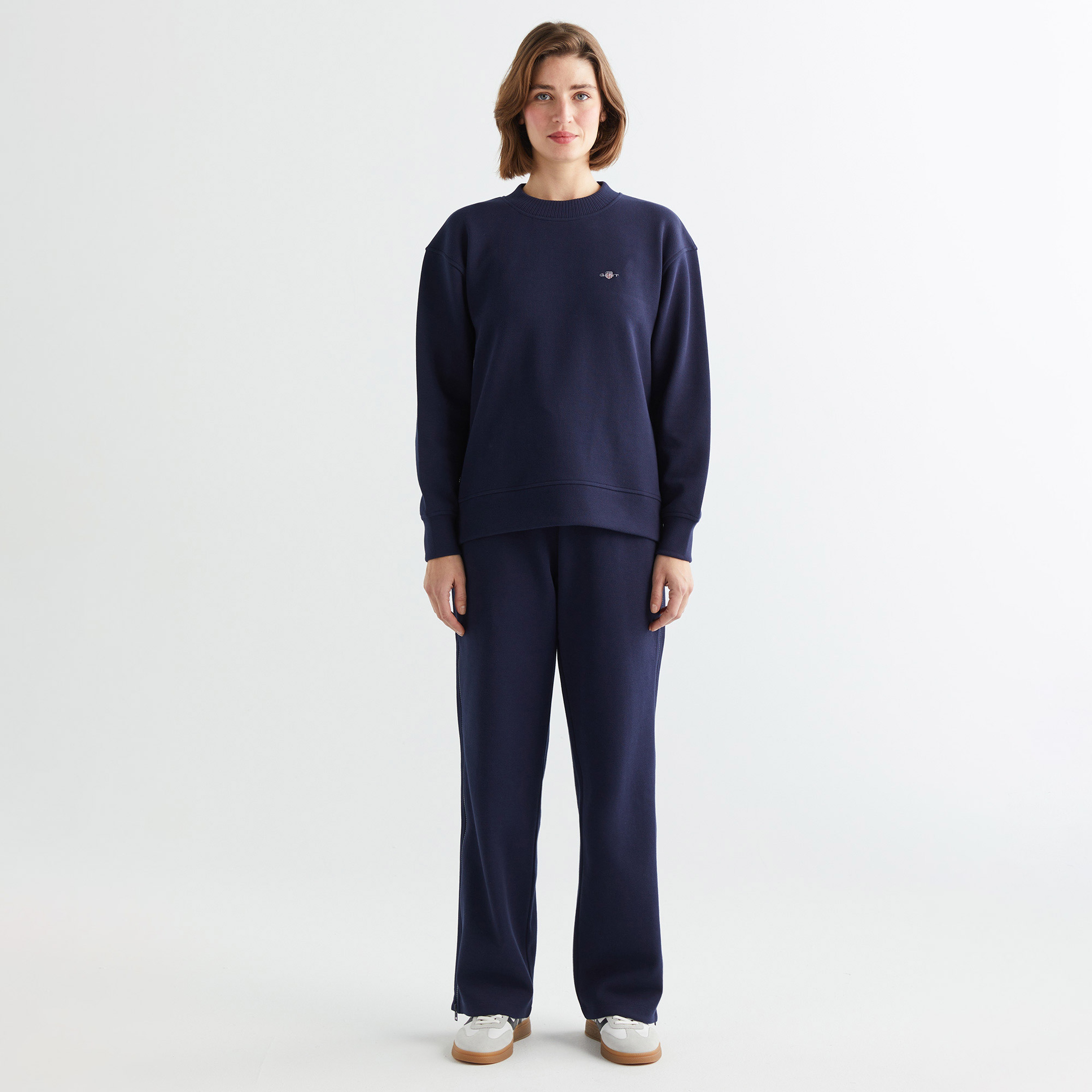 GANT Kadın Lacivert Oversize Fit Bisiklet Yaka Sweatshirt