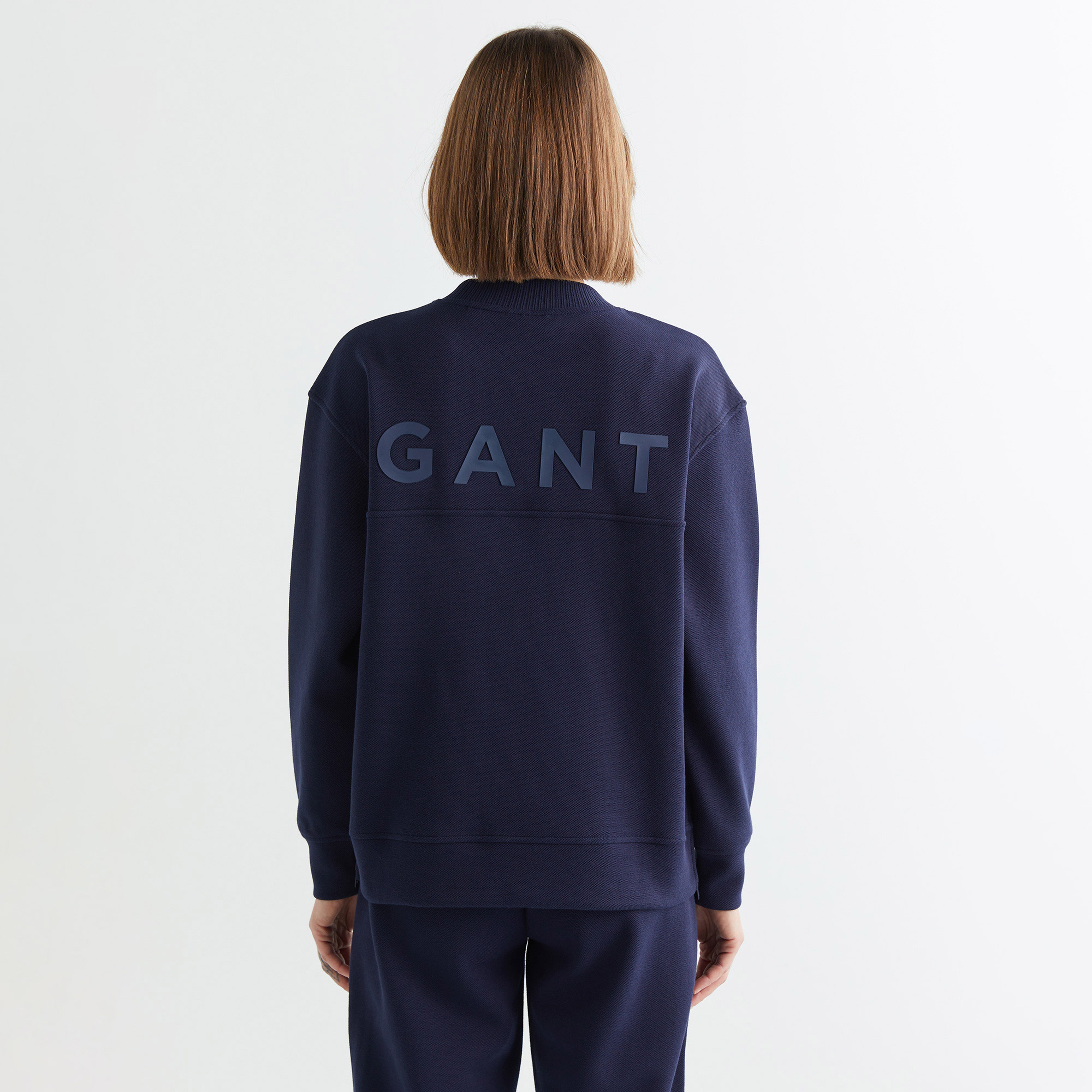 GANT Kadın Lacivert Oversize Fit Bisiklet Yaka Sweatshirt