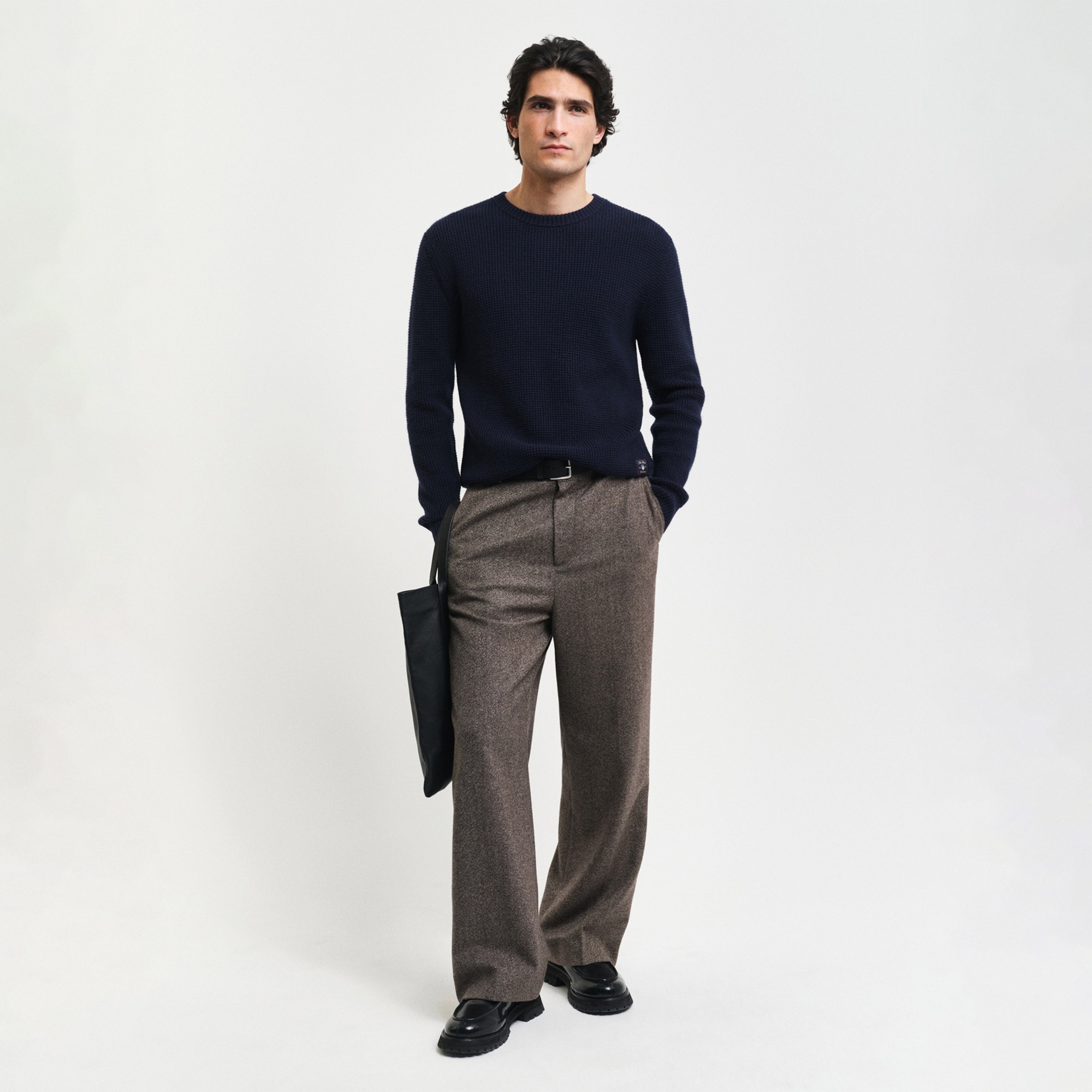 GANT Erkek Lacivert Regular Fit Bisiklet Yaka Kazak