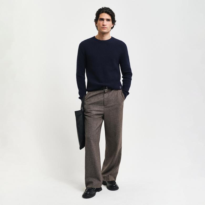 GANT Erkek Lacivert Regular Fit Bisiklet Yaka Kazak