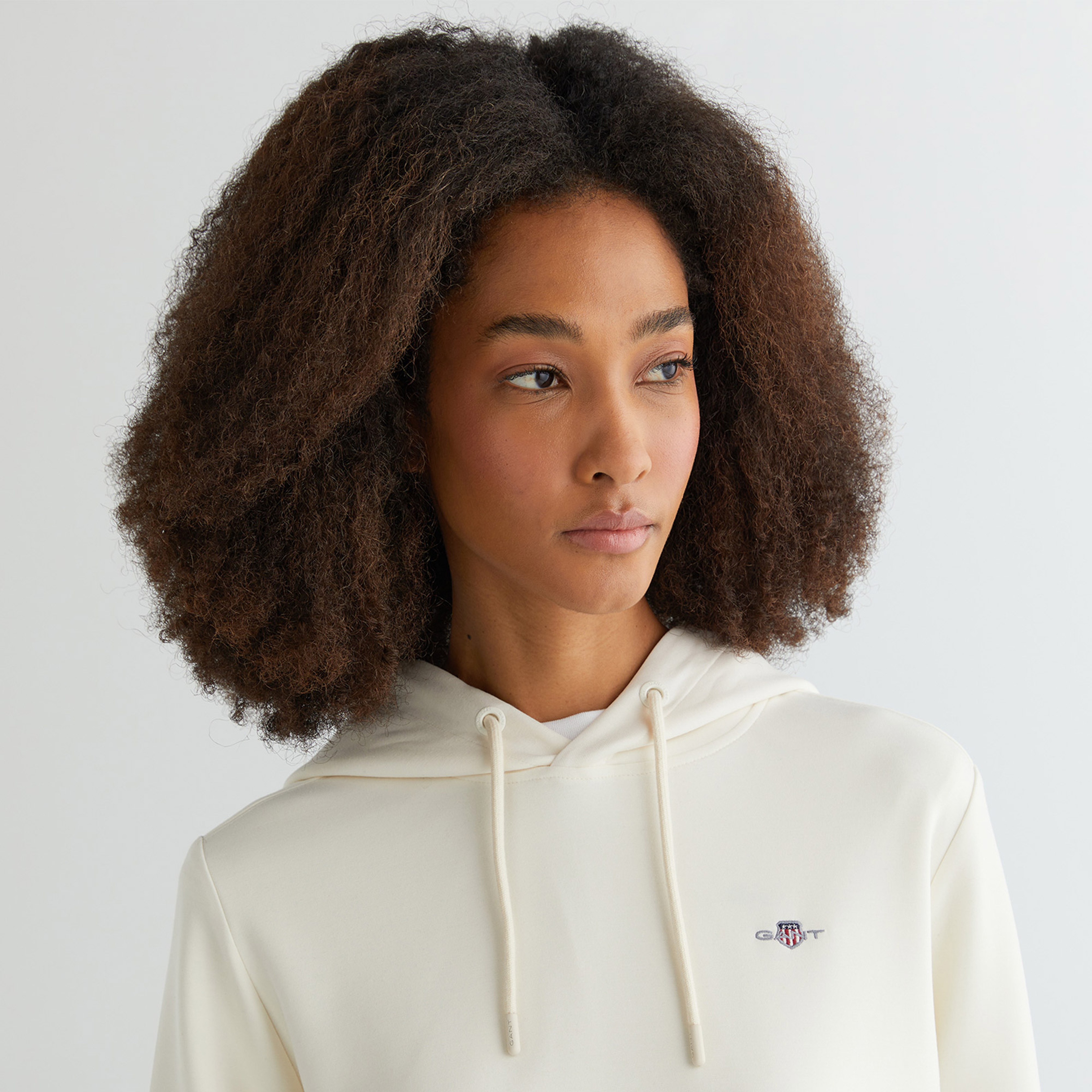 GANT Kadın Krem Regular Fit Kapüşonlu Sweatshirt