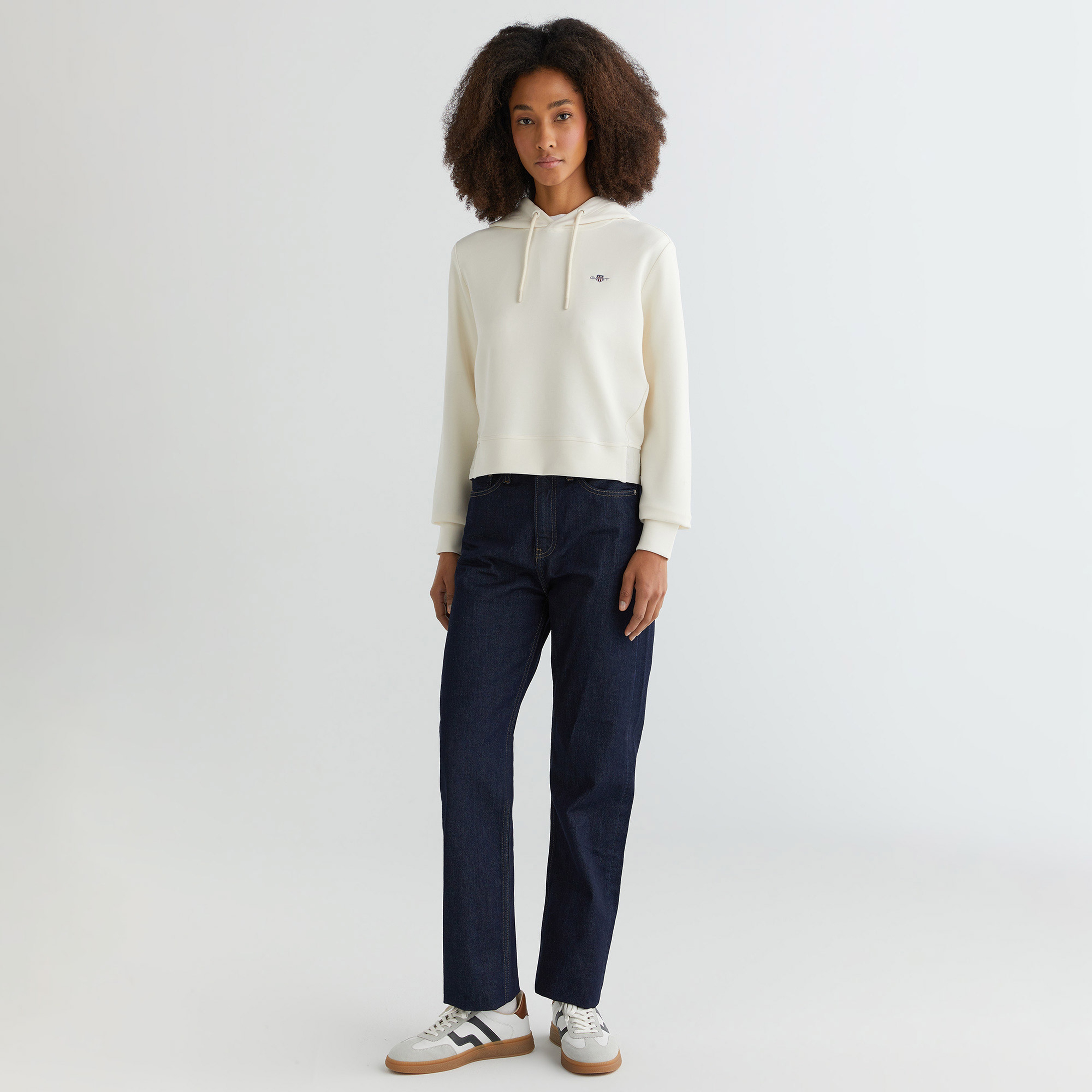 GANT Kadın Krem Regular Fit Kapüşonlu Sweatshirt