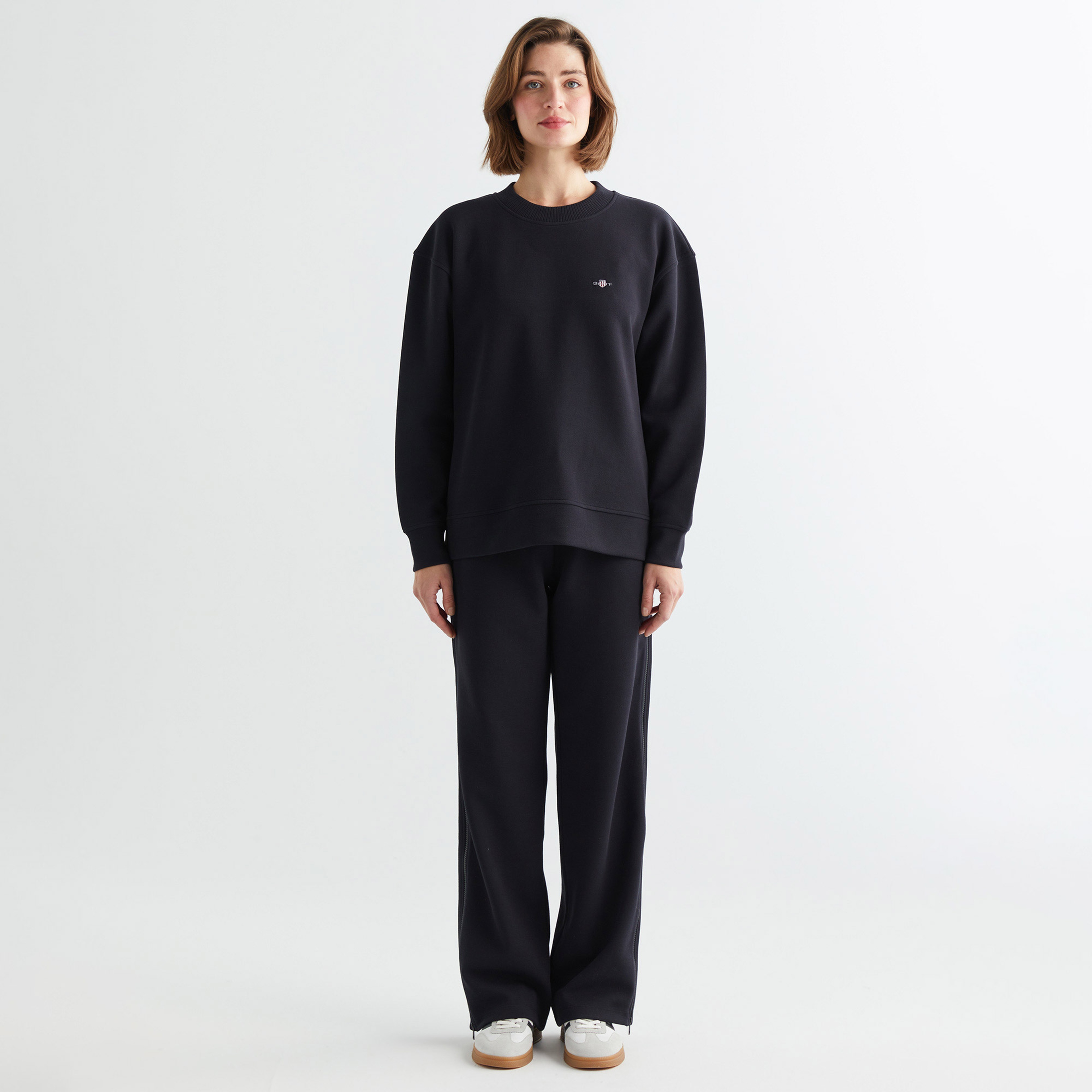GANT Kadın Siyah Oversize Fit Bisiklet Yaka Sweatshirt