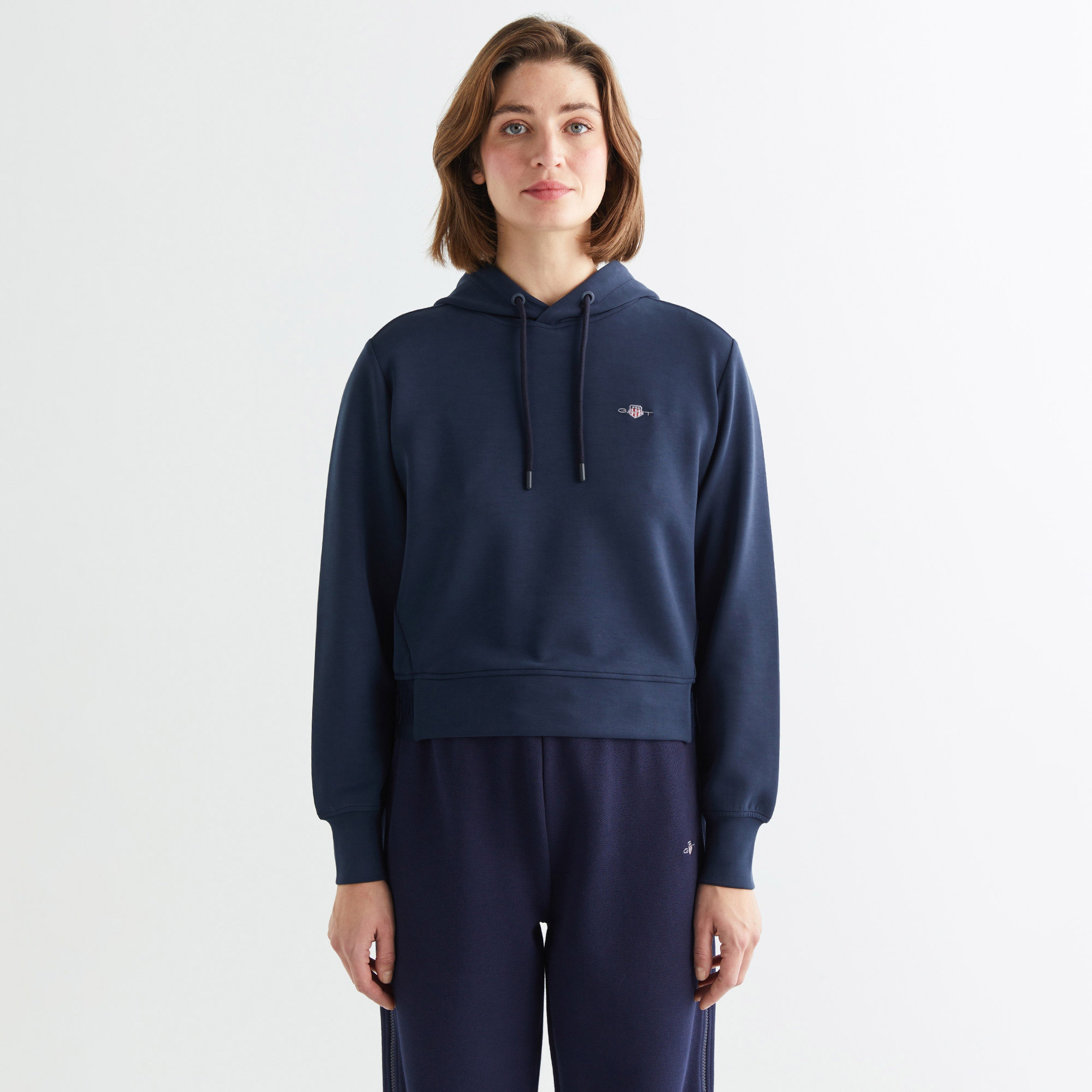 GANT Kadın Lacivert Regular Fit Kapüşonlu Sweatshirt