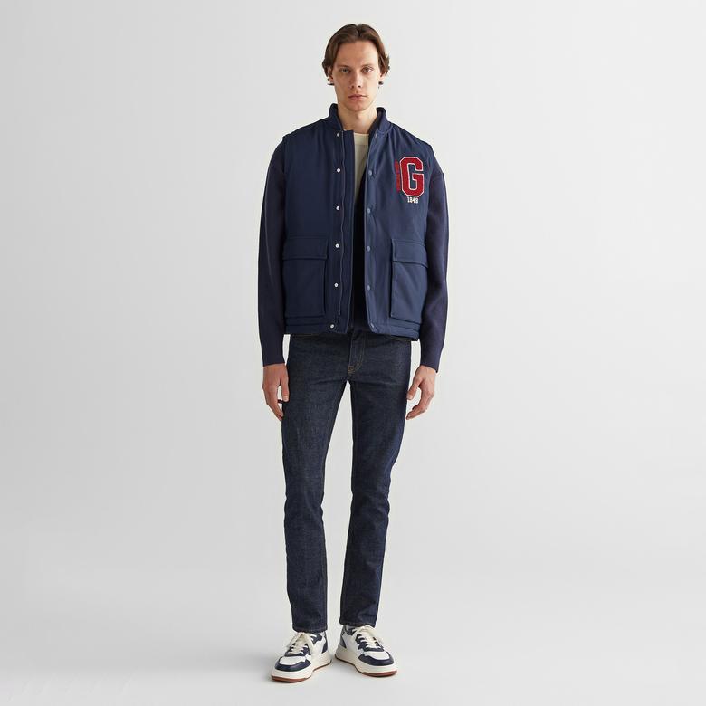 GANT Erkek Lacivert Regular Fit Hakim Yaka Logolu Yelek