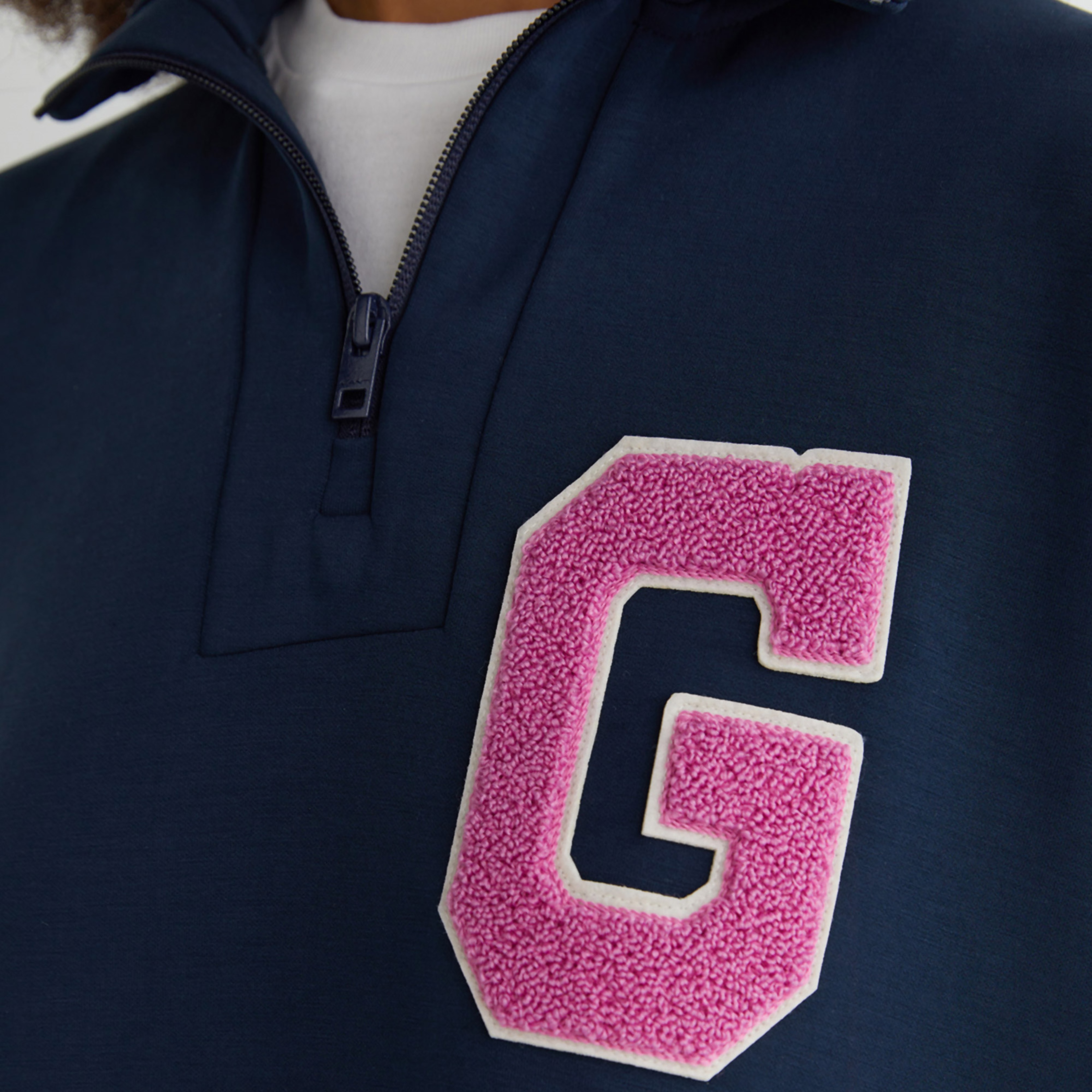 GANT Kadın Lacivert Regular Fit Yarım Fermuarlı Logolu Sweatshirt