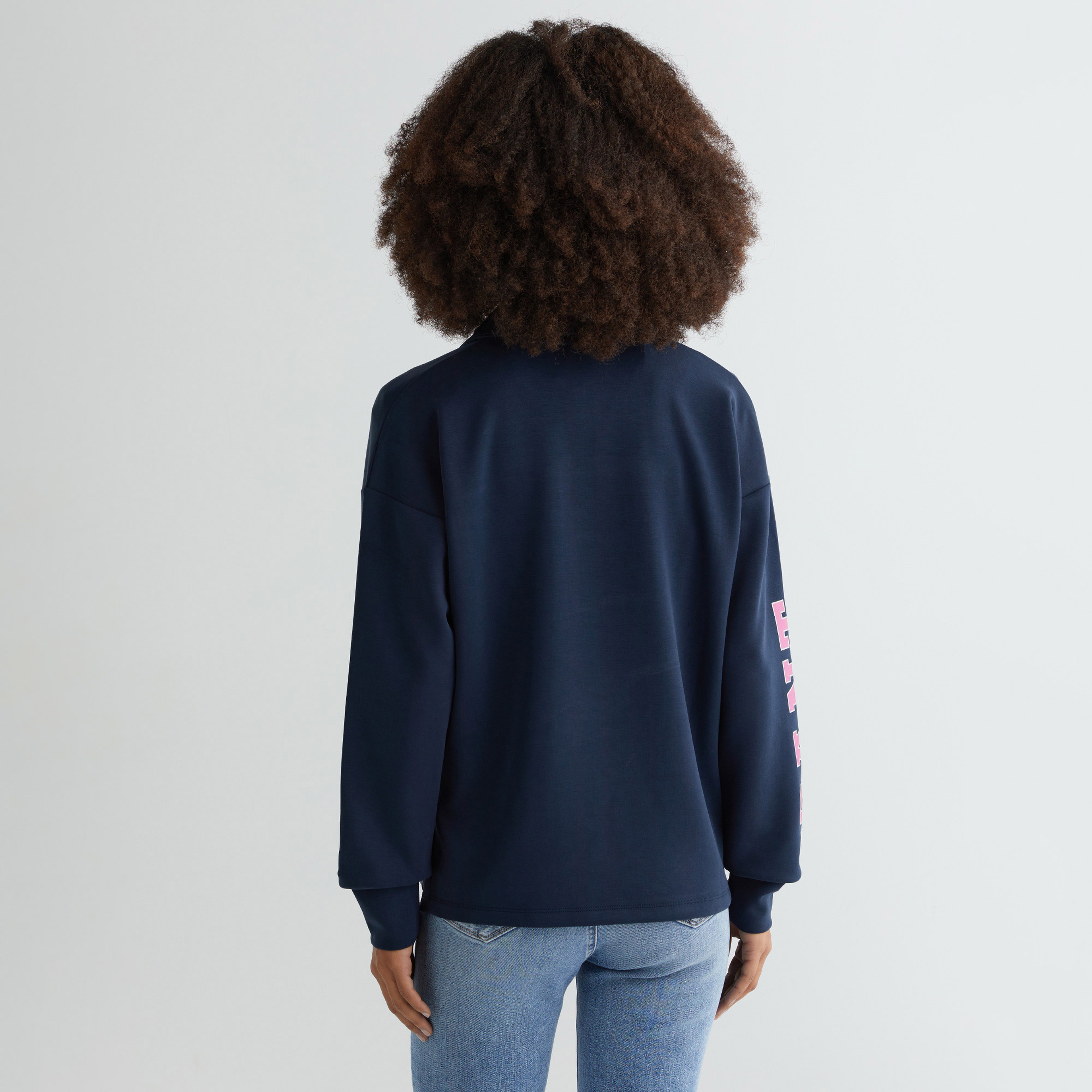 GANT Kadın Lacivert Regular Fit Yarım Fermuarlı Logolu Sweatshirt