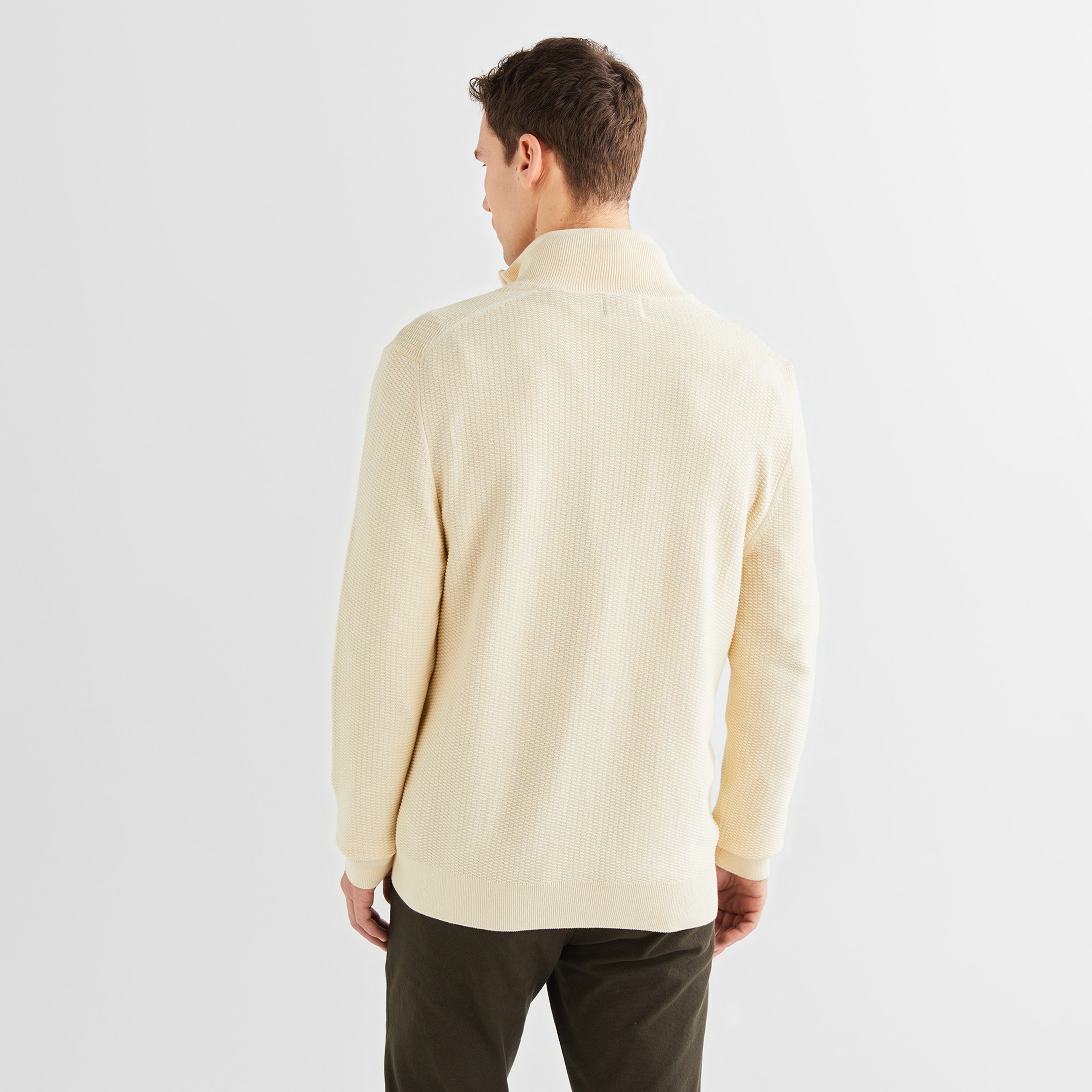 GANT Erkek Krem Regular Fit Fermuarlı Hırka