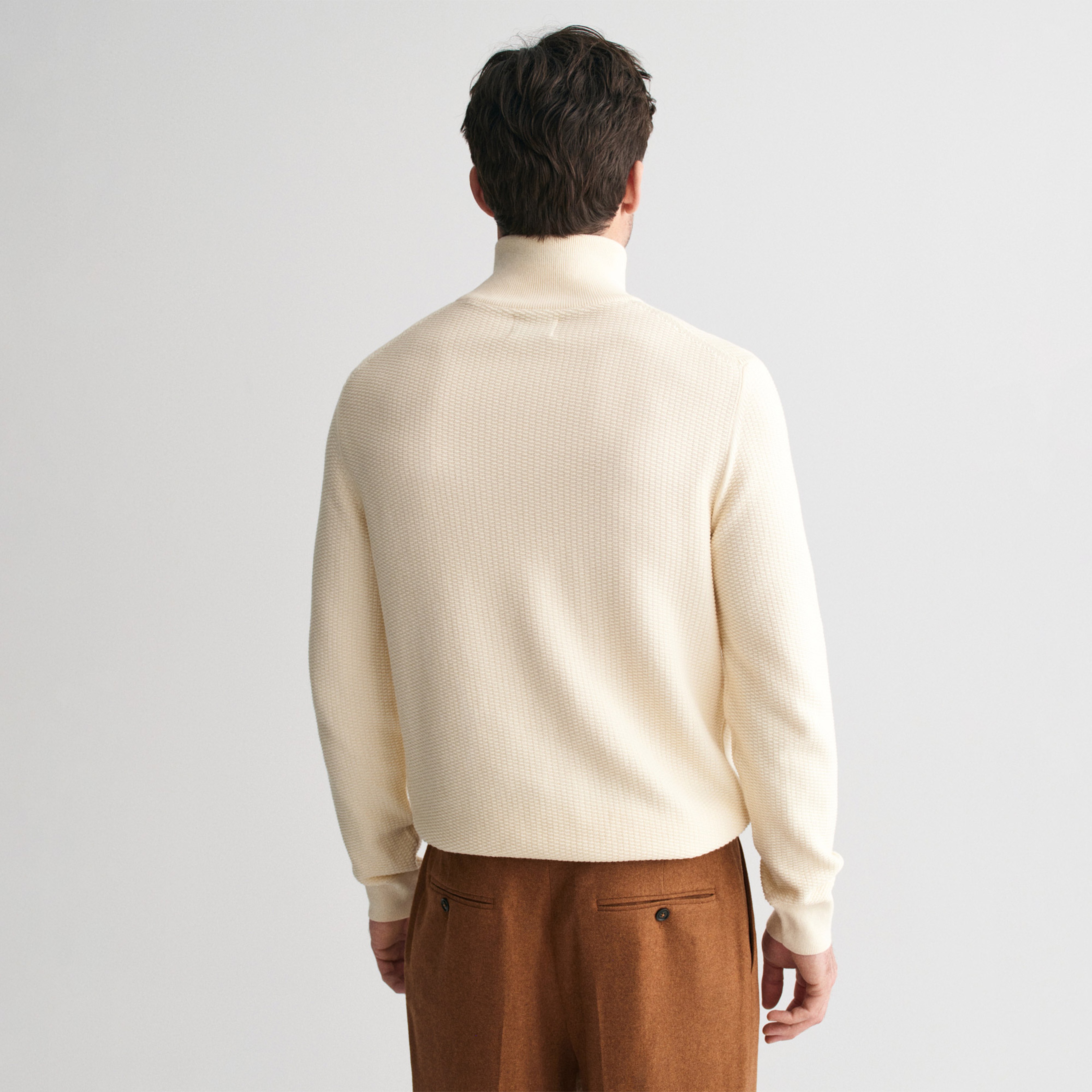 GANT Erkek Krem Regular Fit Yarım Fermuarlı Kazak