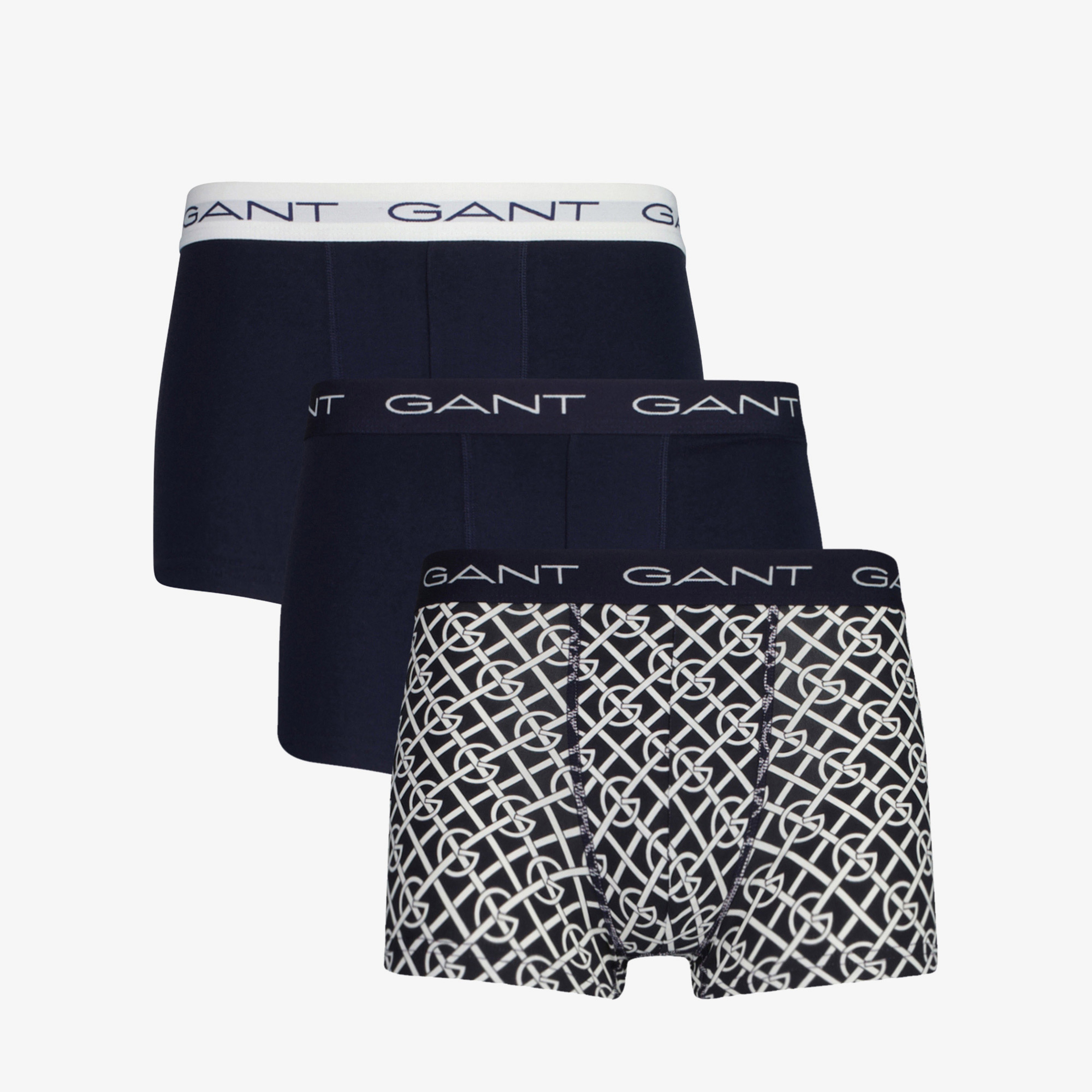 GANT Erkek Lacivert Slim Fit Logolu 3'lü Boxer