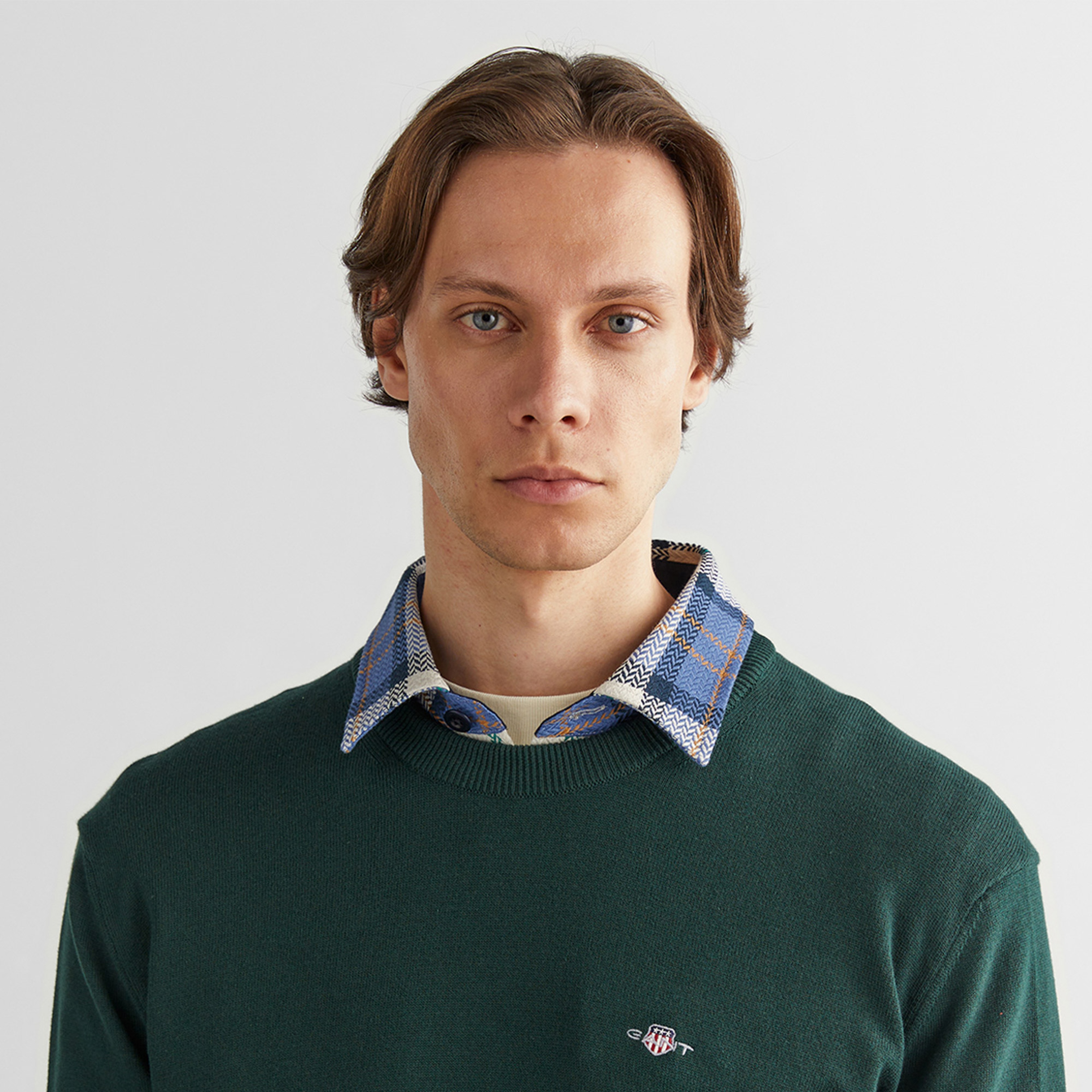 GANT Erkek Yeşil Regular Fit Bisiklet Yaka Kazak