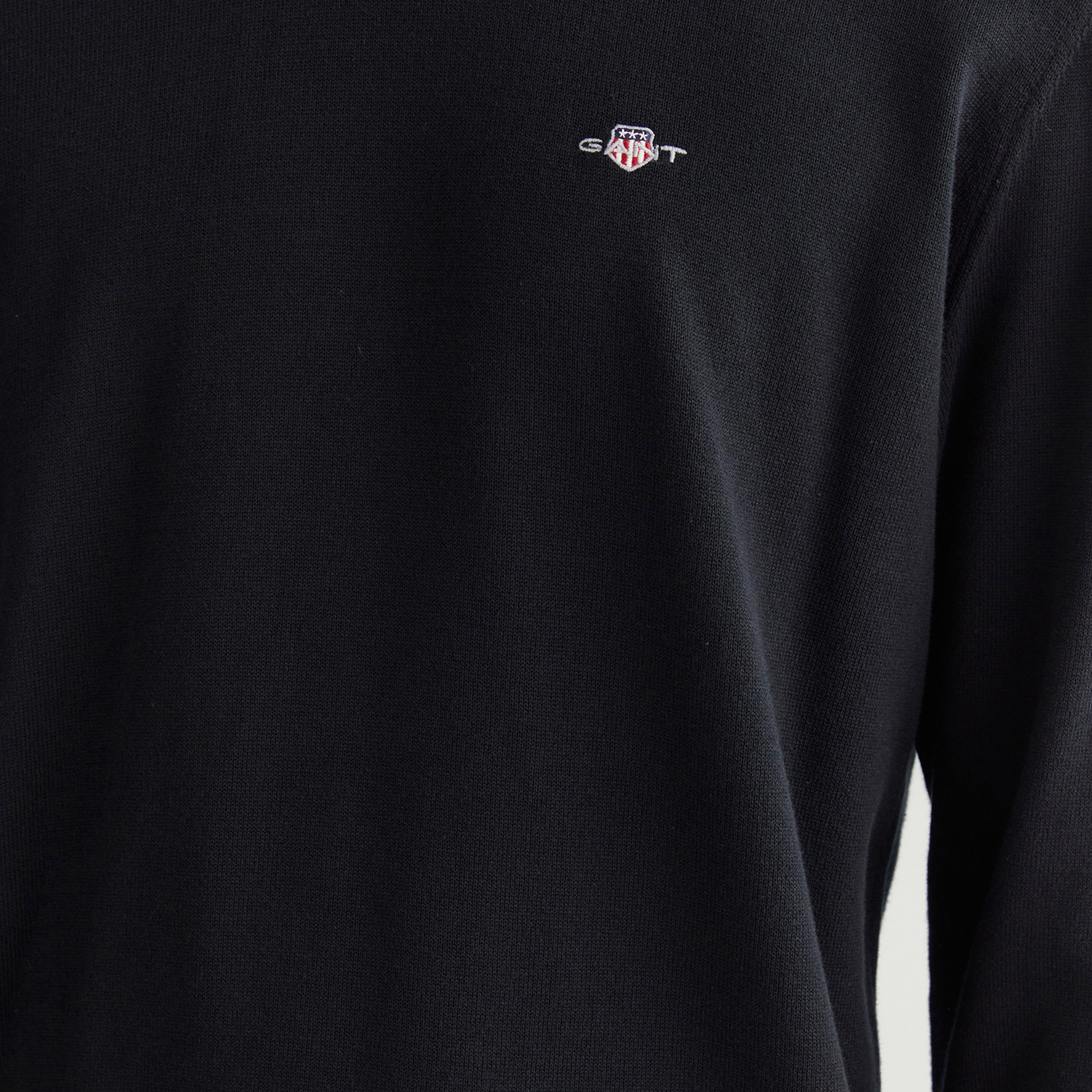 GANT Erkek Siyah Regular Fit Bisiklet Yaka Kazak