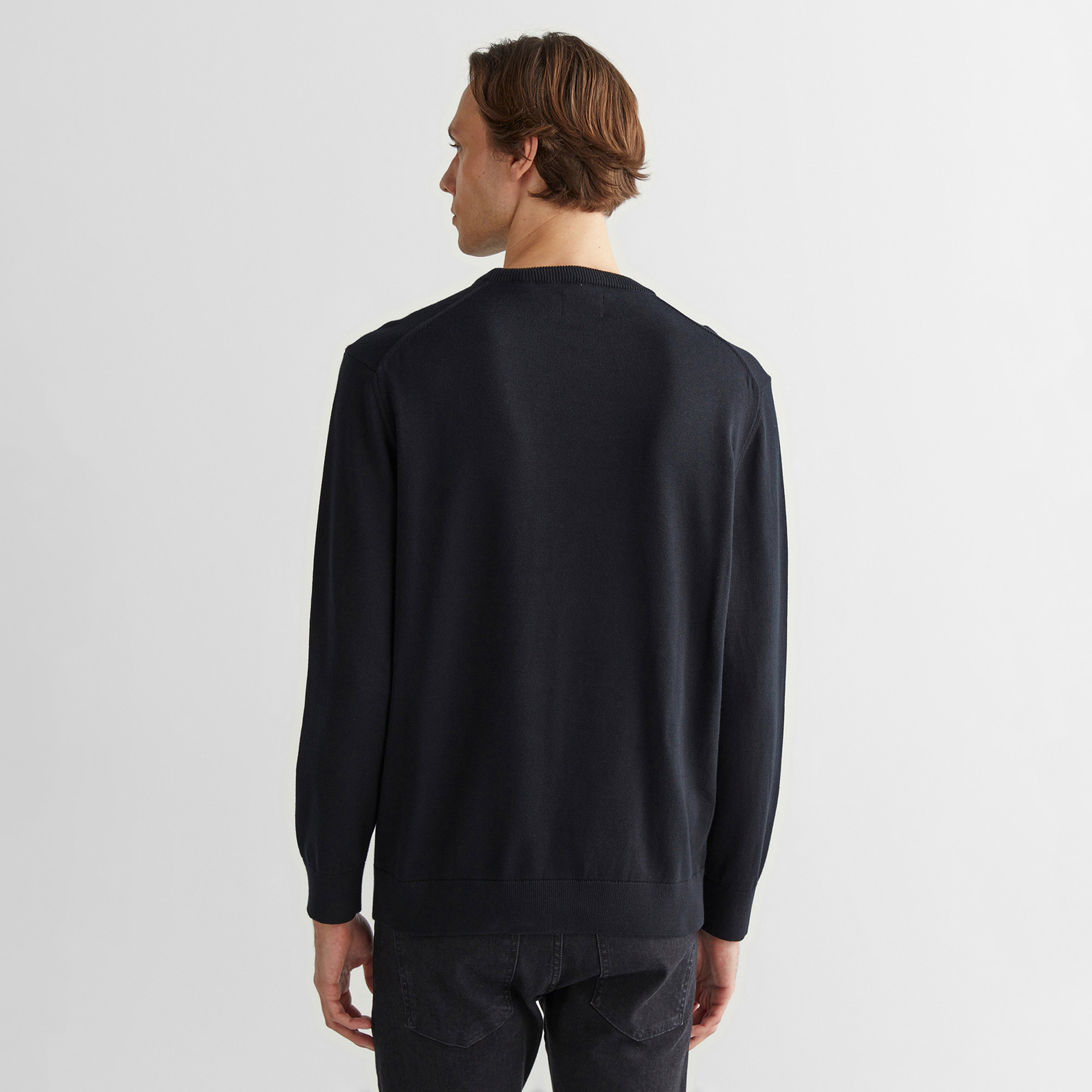 GANT Erkek Siyah Regular Fit Bisiklet Yaka Kazak