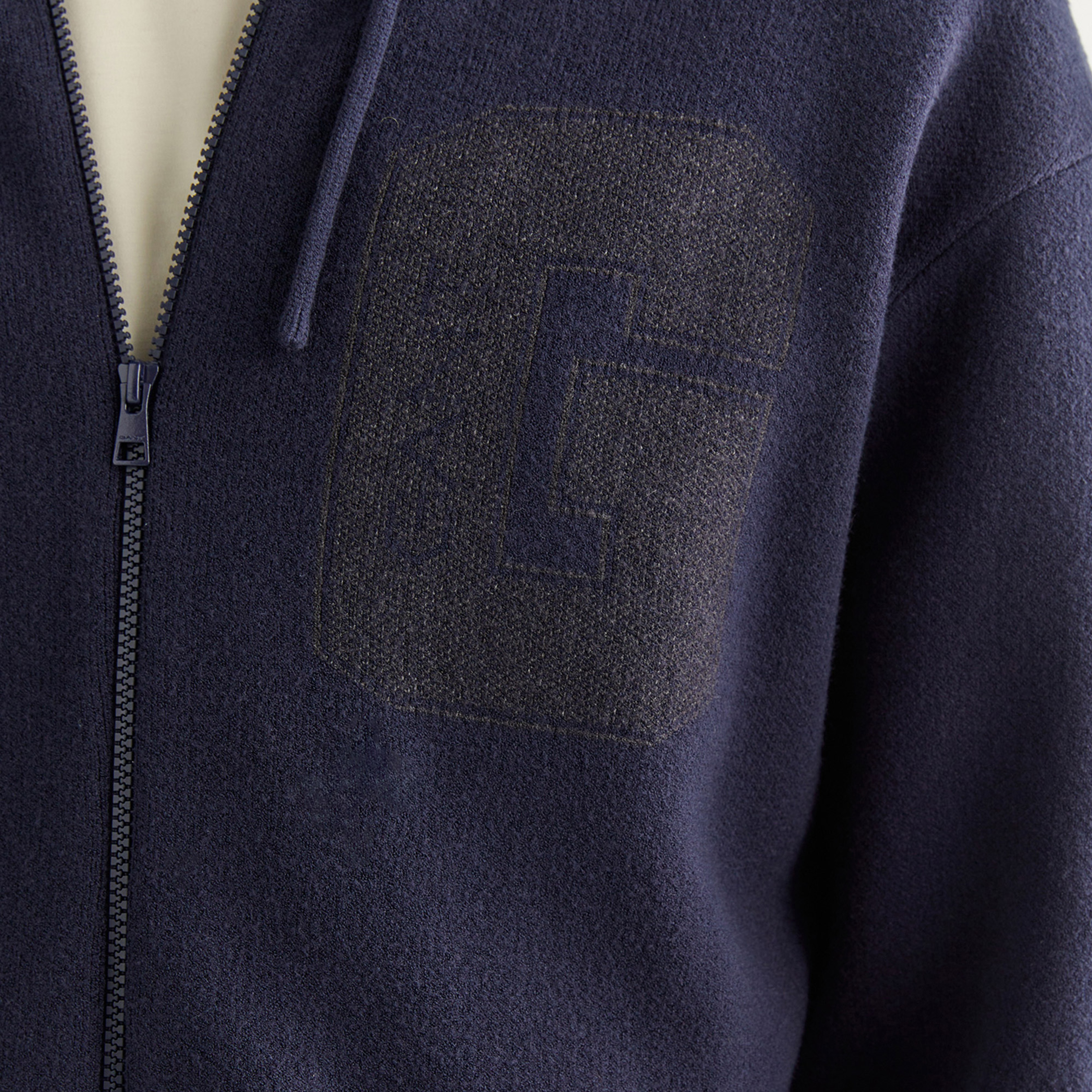 GANT Erkek Lacivert Regular Fit Kapüşonlu Logolu Hırka