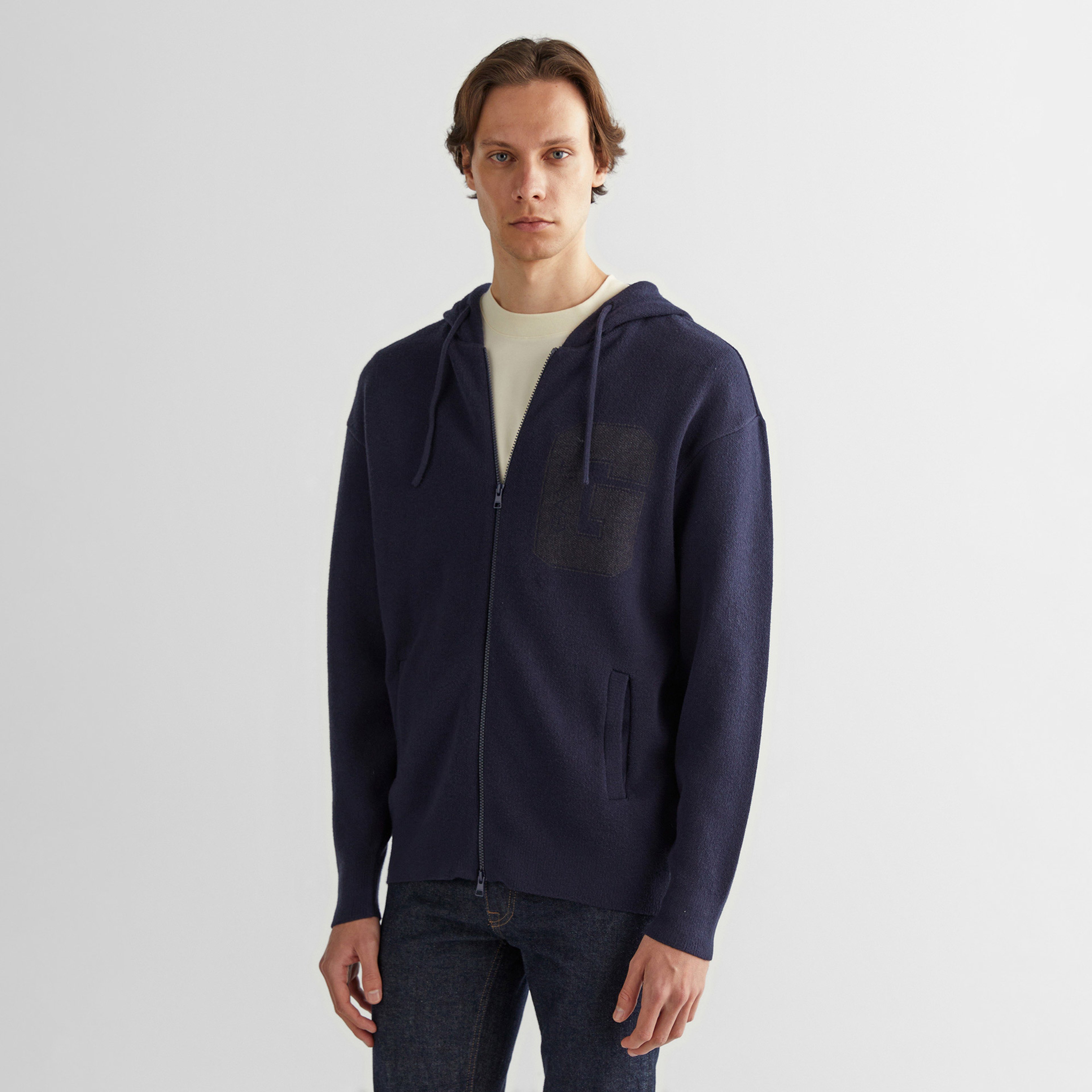 GANT Erkek Lacivert Regular Fit Kapüşonlu Logolu Hırka