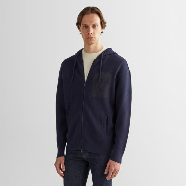 GANT Erkek Lacivert Regular Fit Kapüşonlu Logolu Hırka