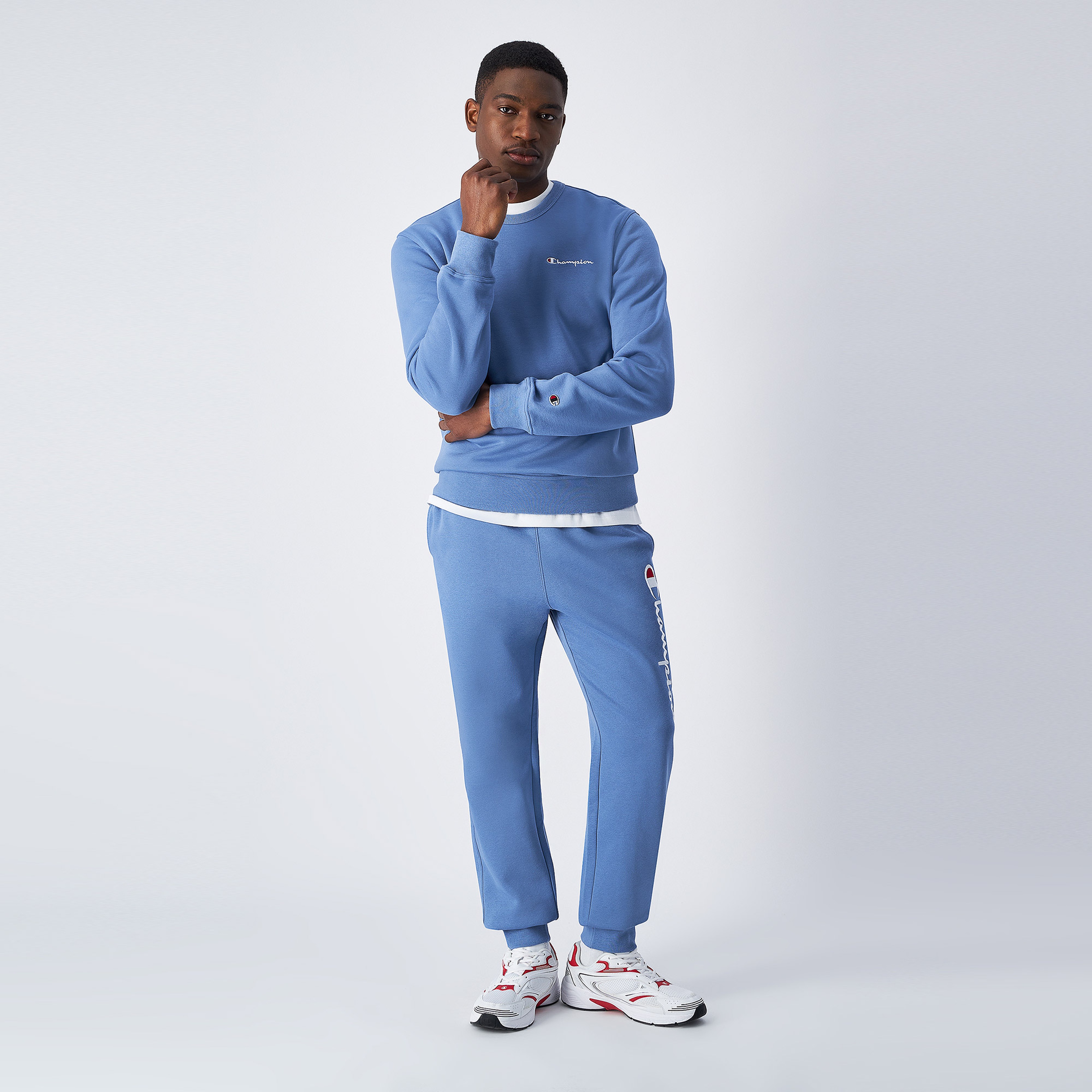 Champion Fleece Big Logo Jogger Erkek Mavi Eşofman Altı