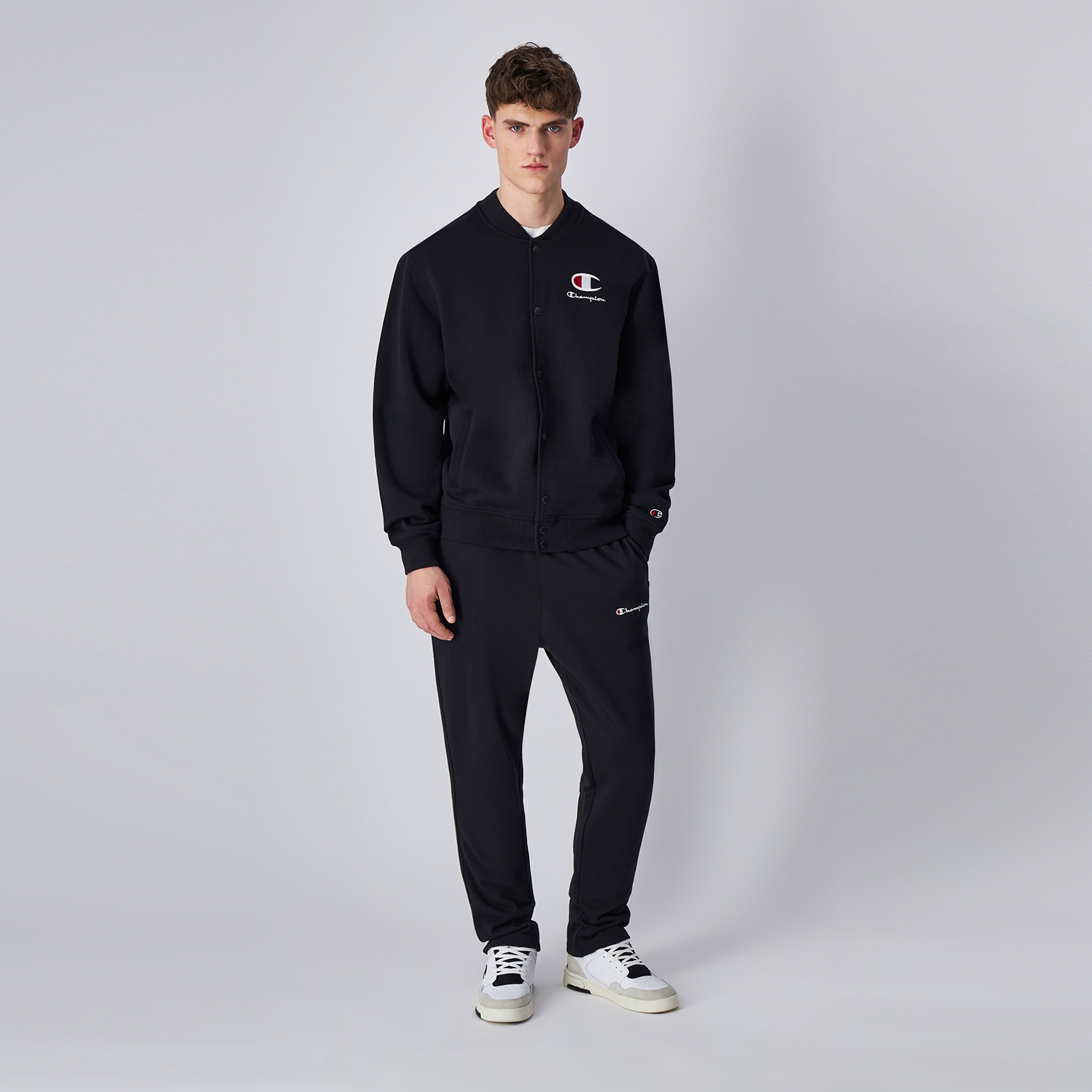 Champion Big C Logo Fleece Bomber Erkek Siyah Ceket