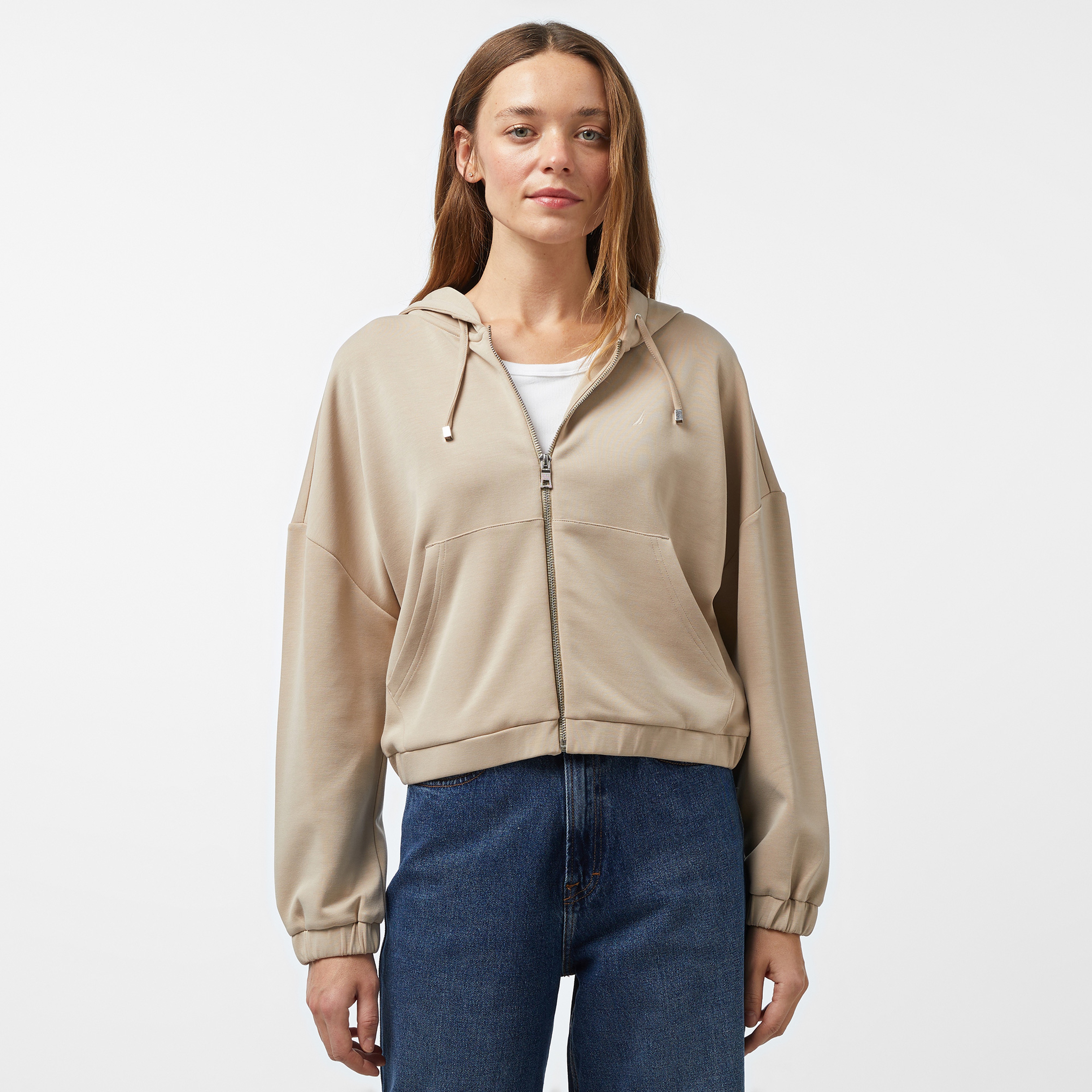 Nautica Kadın Bej Regular Fit Sweatshirt