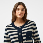 Nautica Kadın Lacivert Çizgili Regular Fit Hırka