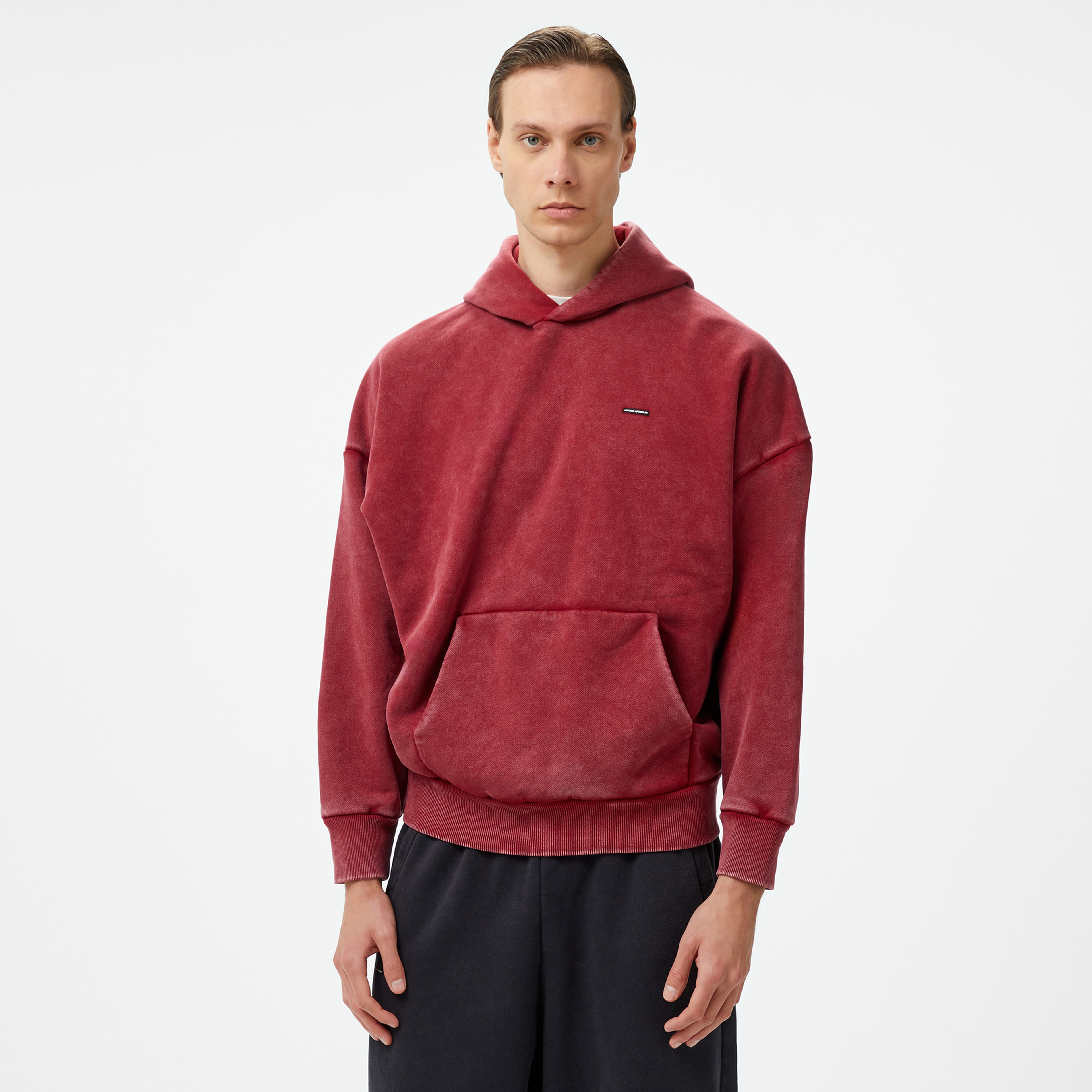 Under Armour icon Hwt Flc Wash Os  Erkek Bordo Hoodie