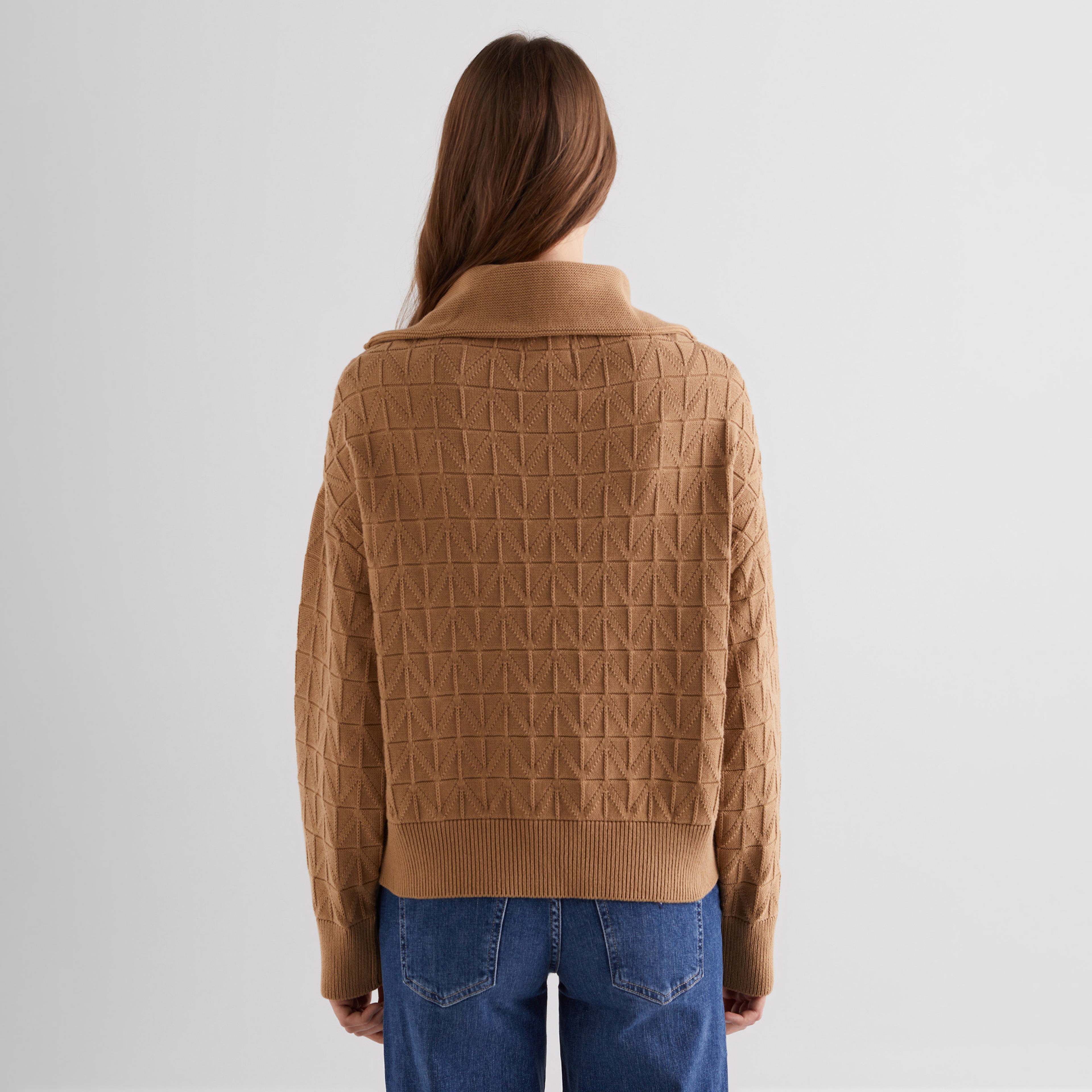 GANT Kadın Kahverengi Yarım Fermuarlı Kazak