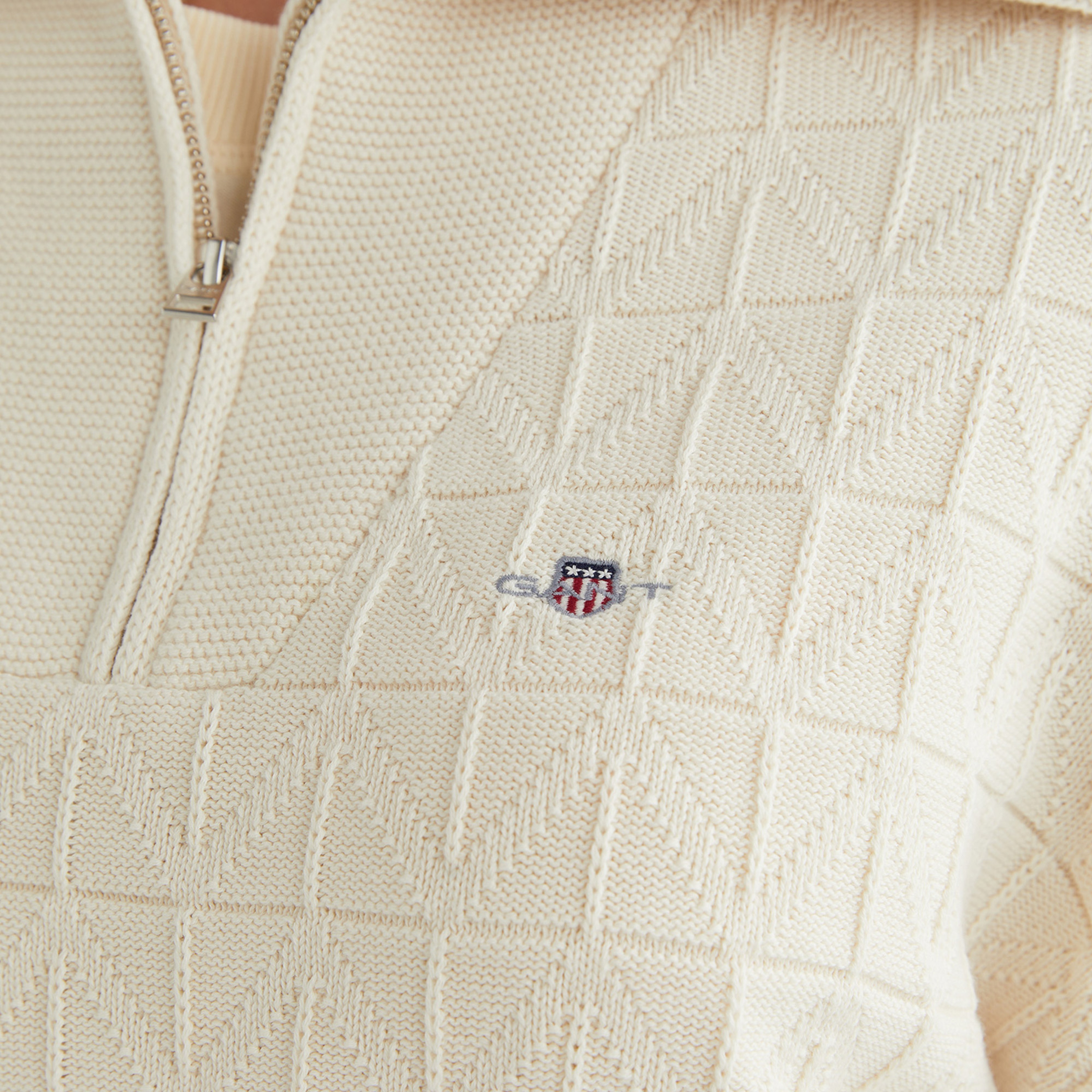 GANT Kadın Krem Yarım Fermuarlı Kazak