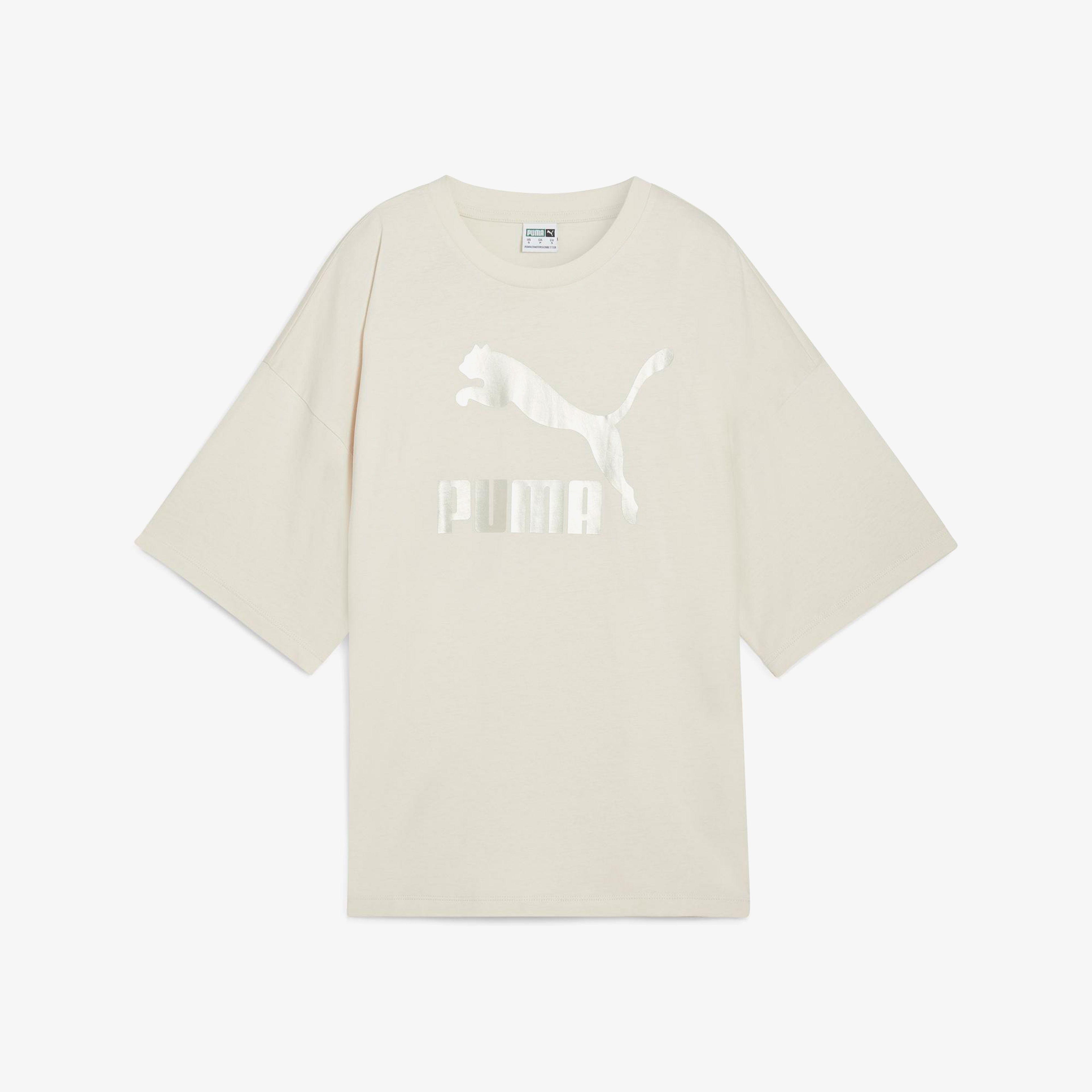 Puma Classics Oversized Logo Kadın Bej T-Shirt