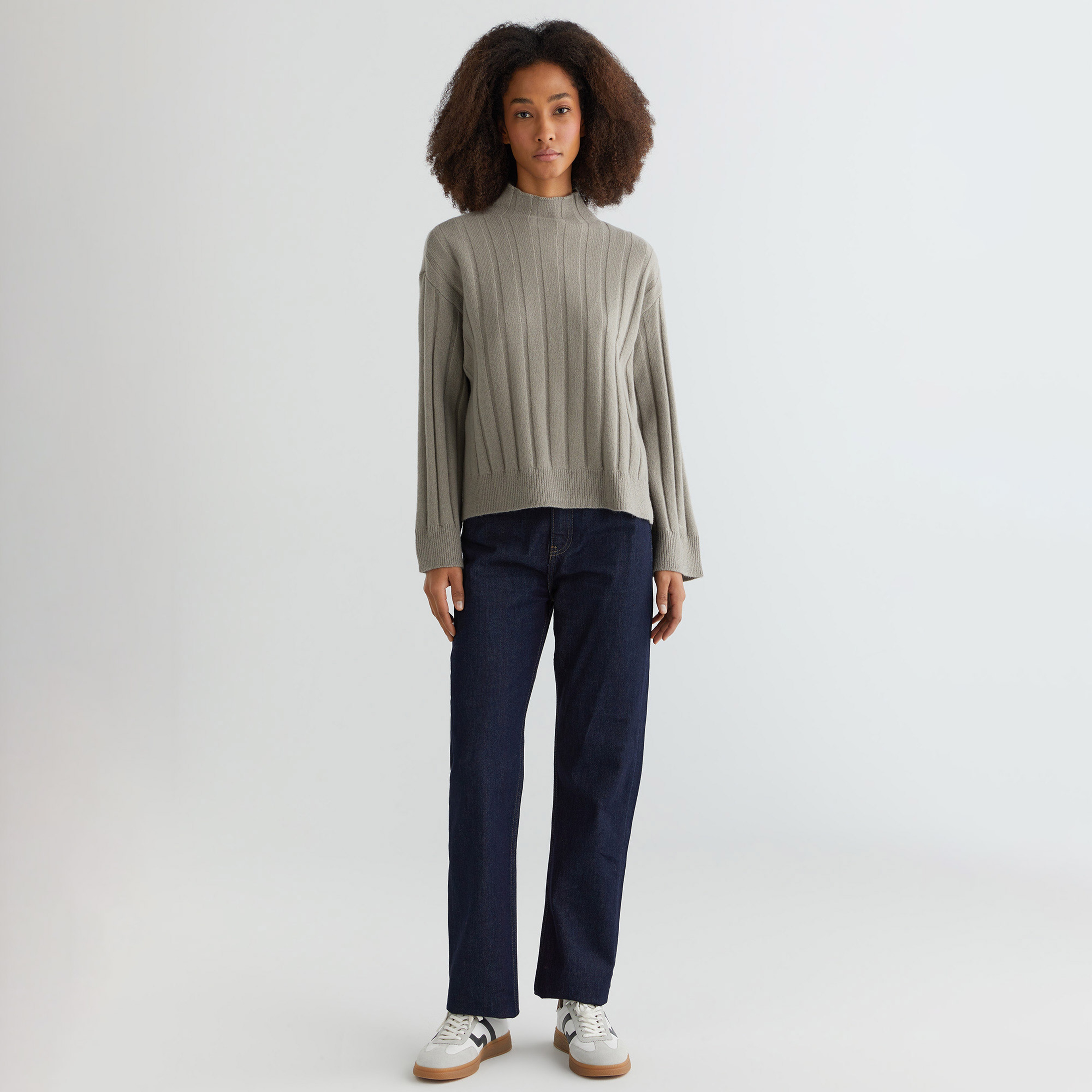 GANT Kadın Gri Relaxed Fit Dik Yaka Kazak