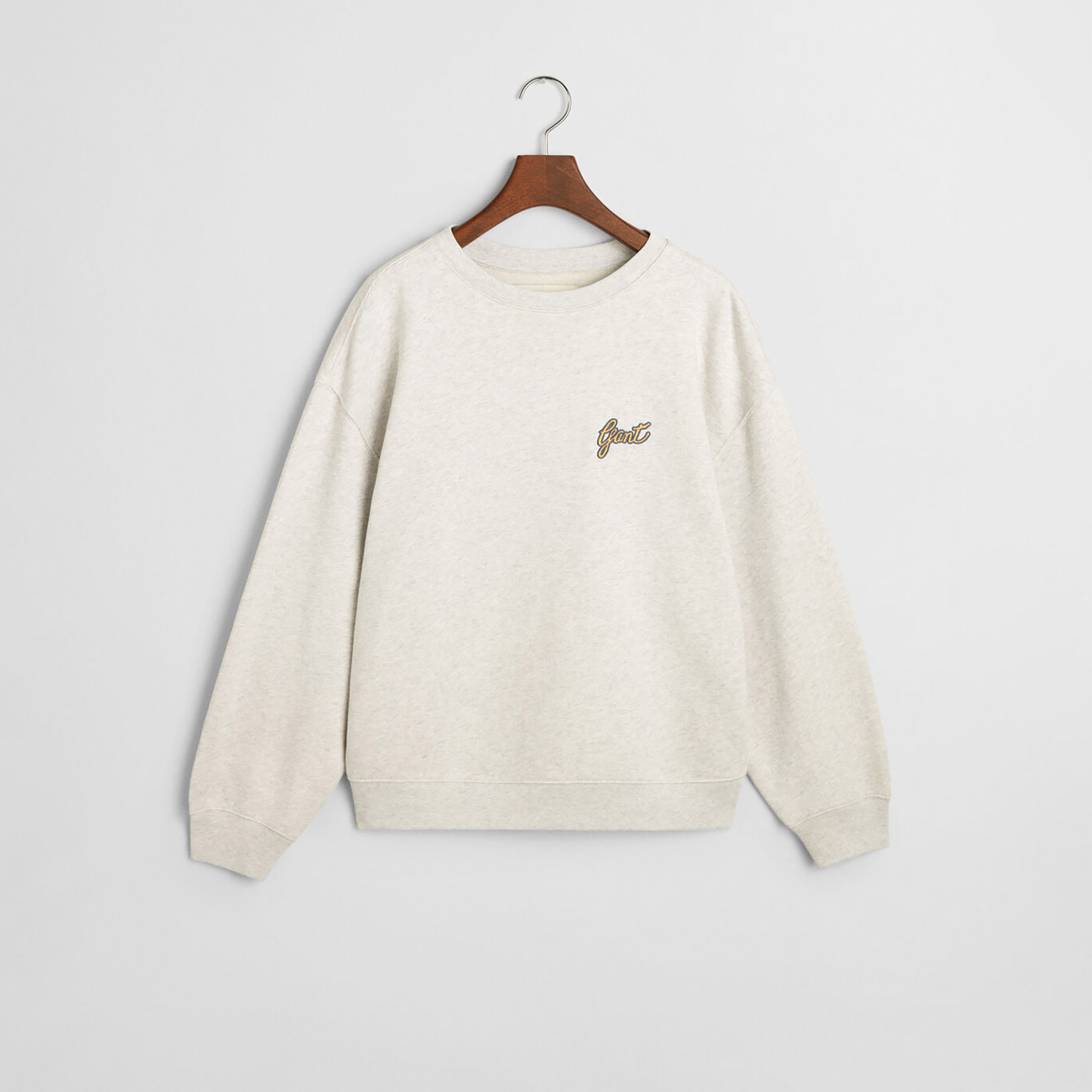 GANT Kadın Gri Loose Fit Bisiklet Yaka Logolu Sweatshirt